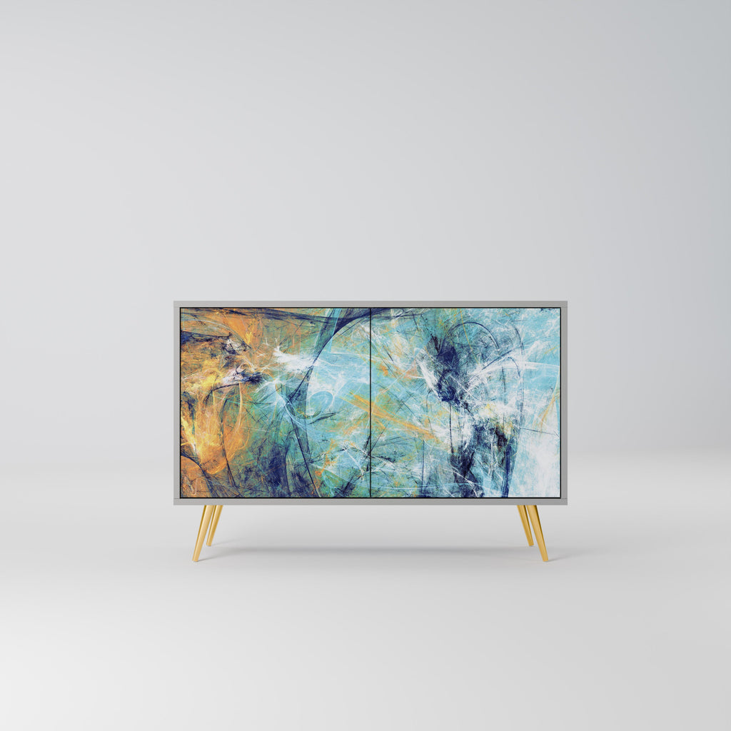 Buffet 2 portes ABSTRACT THOUGHTS en finition grise