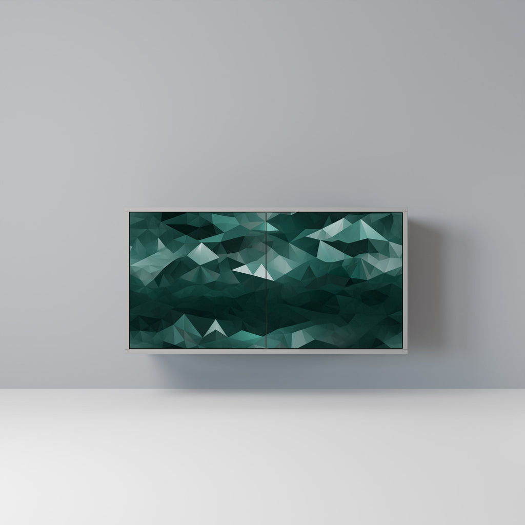 Buffet flottant polygonal à 2 portes, finition grise