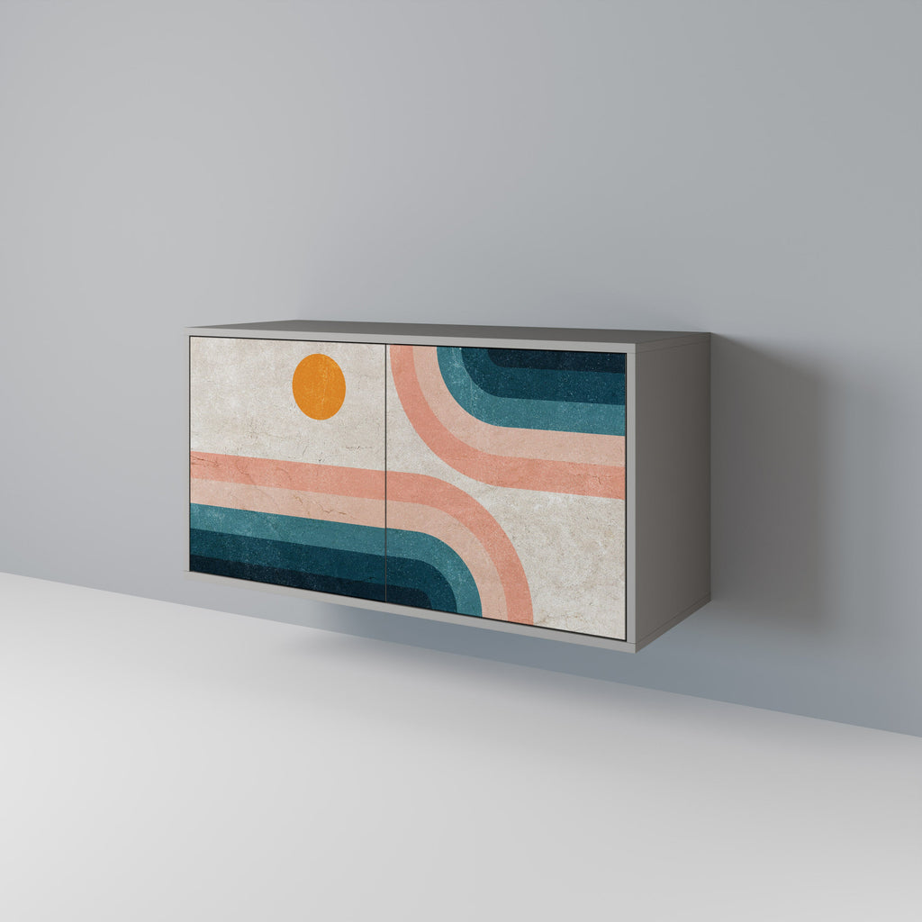 Buffet 2 portes TWO HALVES finition grise