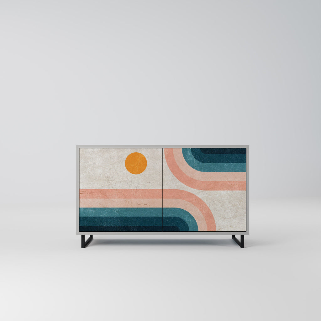 Buffet 2 portes TWO HALVES finition grise