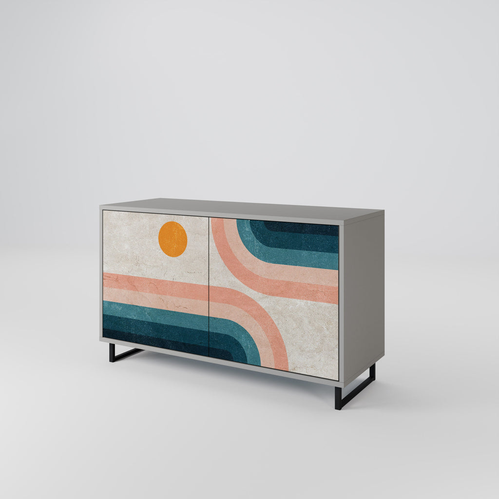 Buffet 2 portes TWO HALVES finition grise