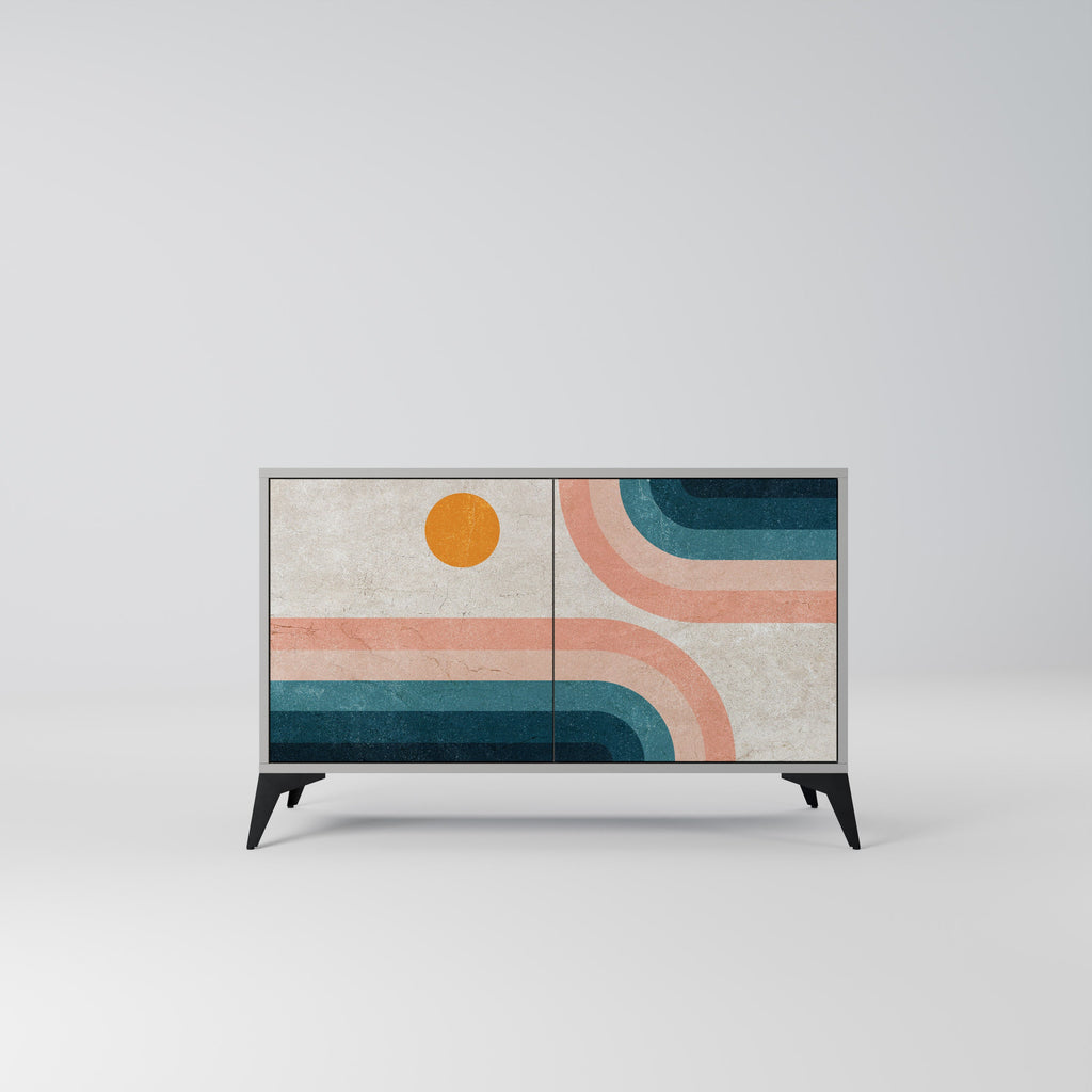 Buffet 2 portes TWO HALVES finition grise