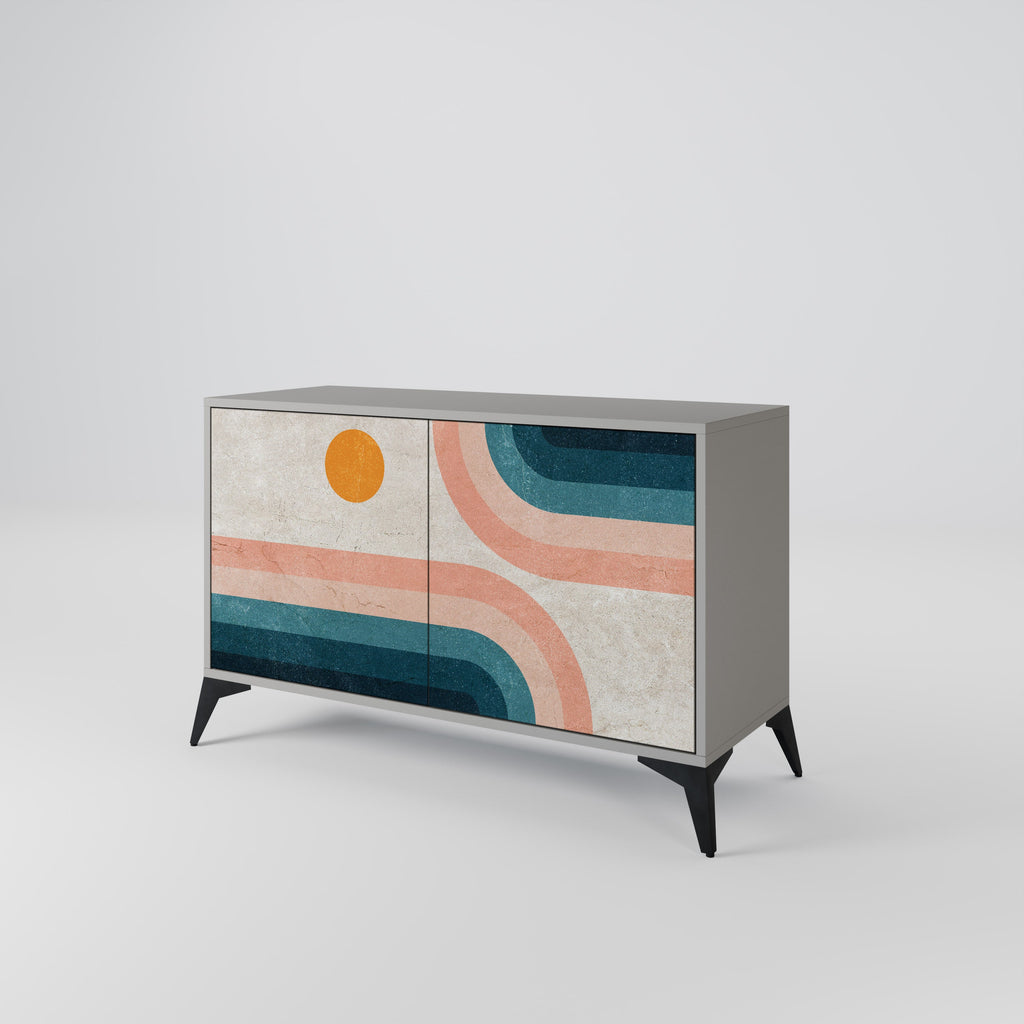 Buffet 2 portes TWO HALVES finition grise