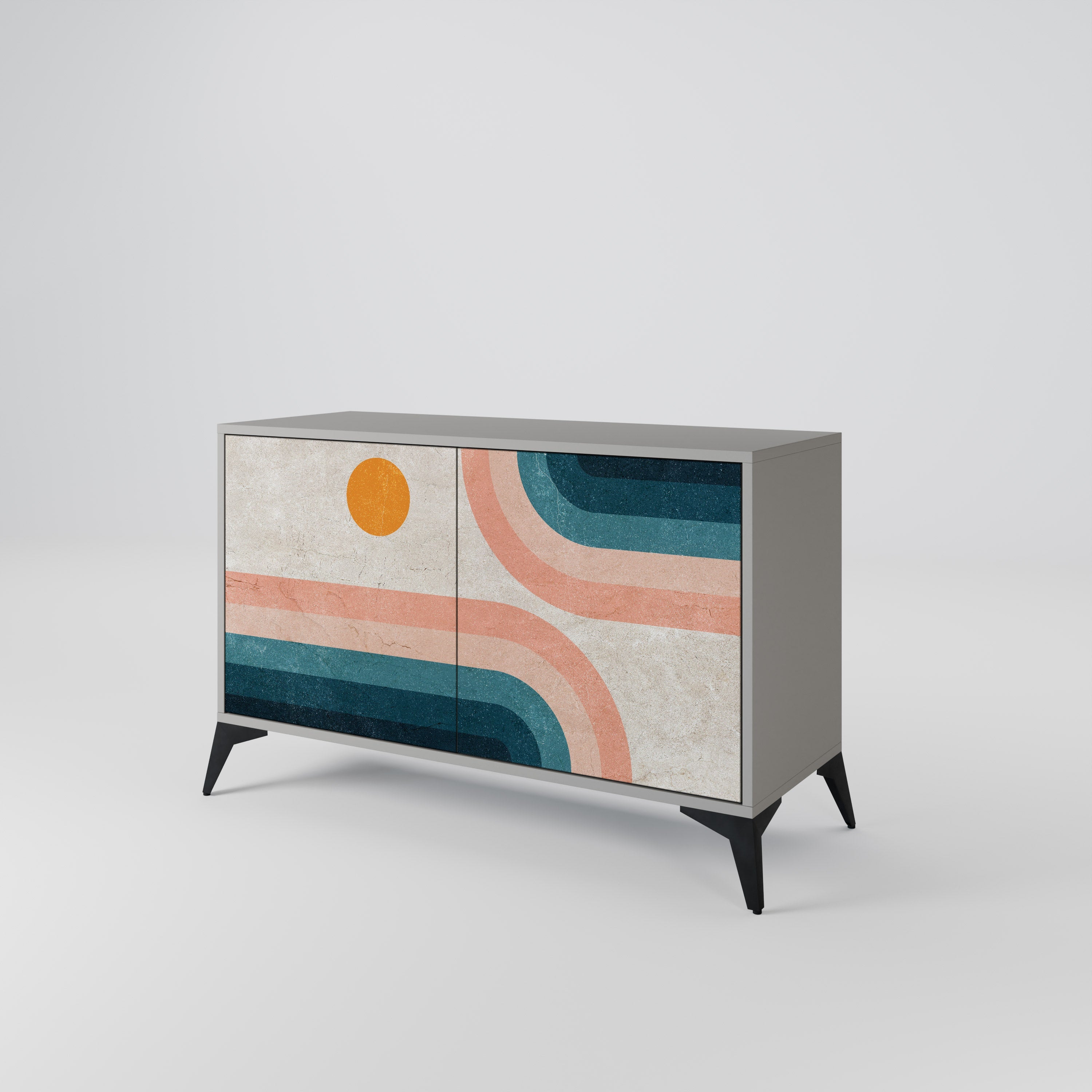 Buffet 2 portes TWO HALVES finition grise