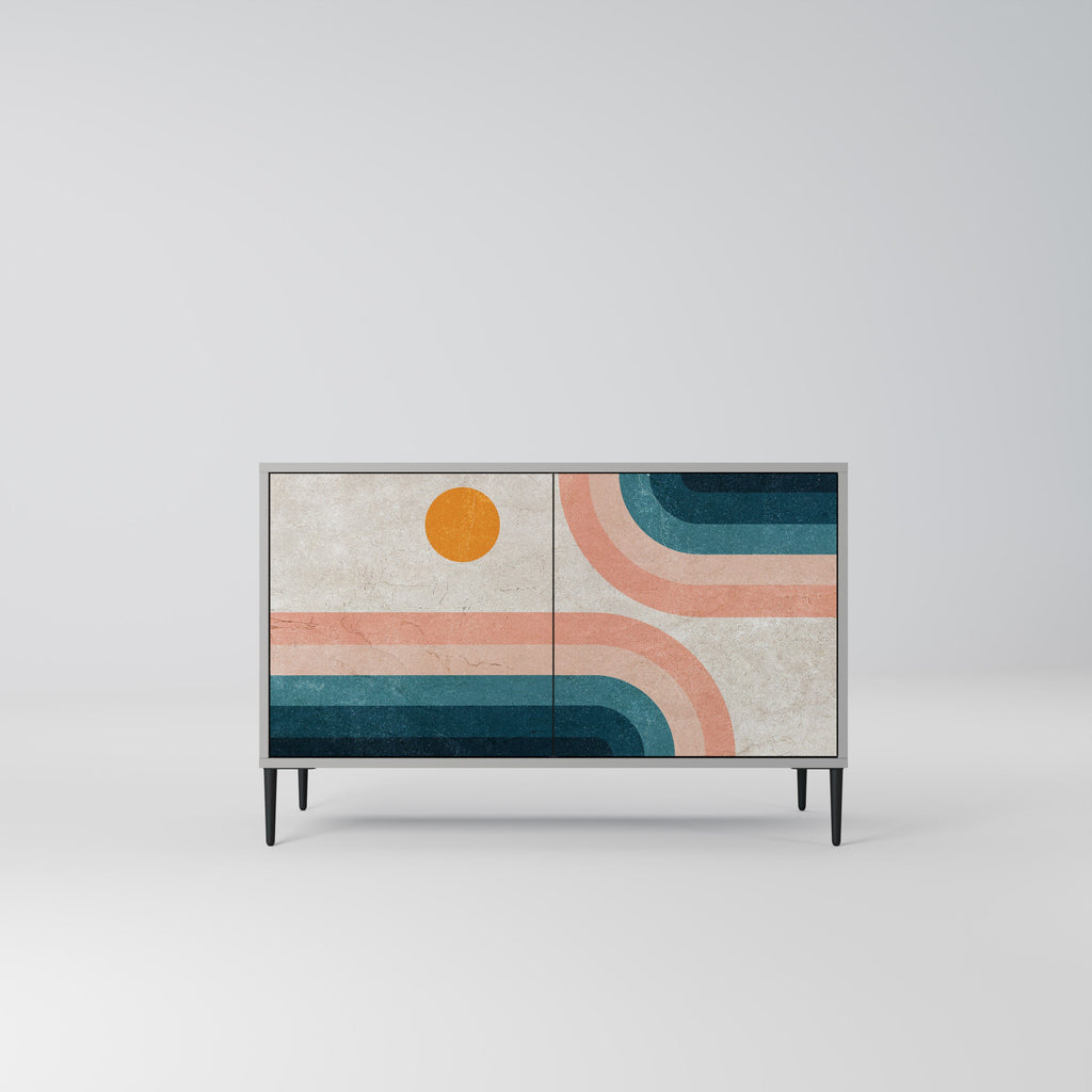 Buffet 2 portes TWO HALVES finition grise