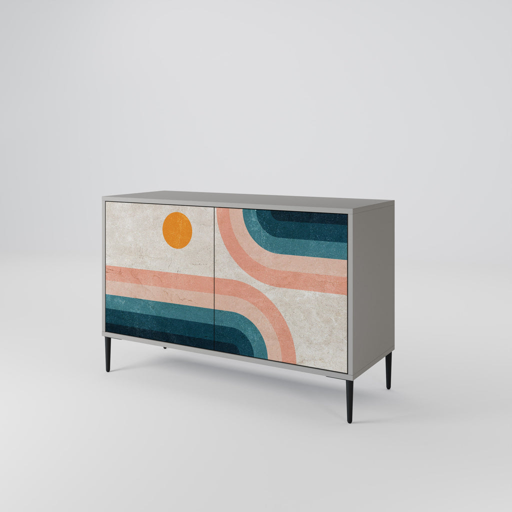 Buffet 2 portes TWO HALVES finition grise