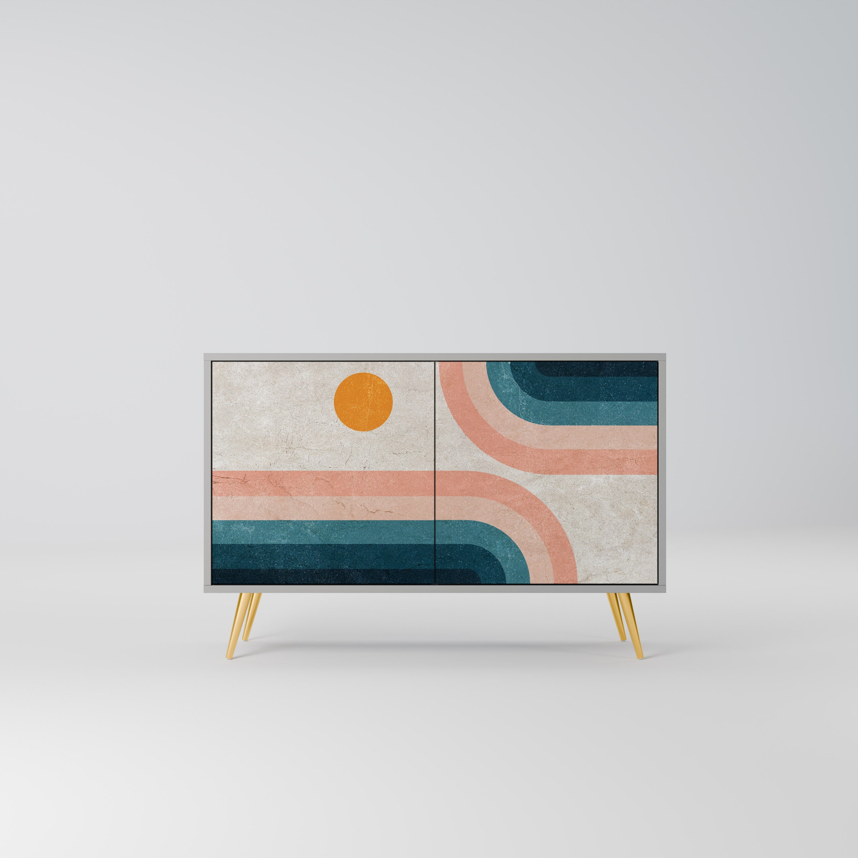 Buffet 2 portes TWO HALVES finition grise