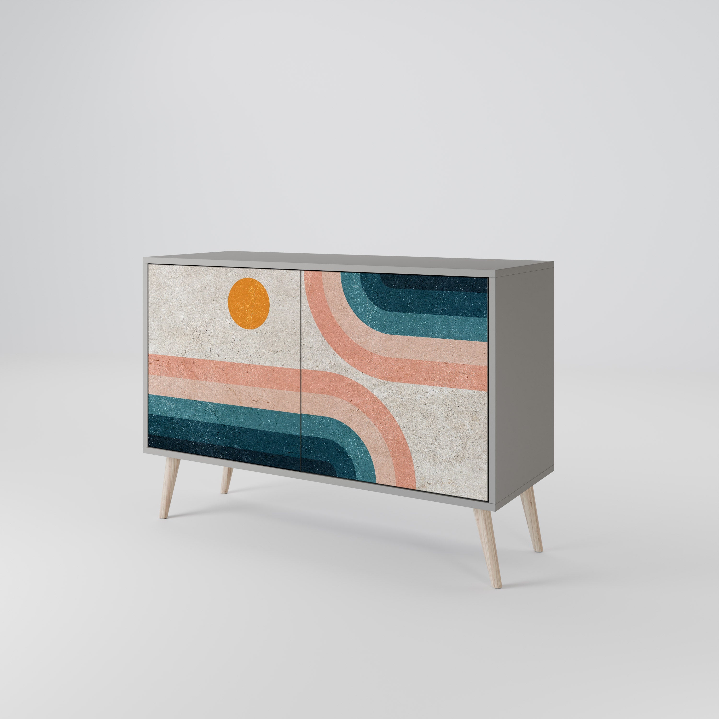 Buffet 2 portes TWO HALVES finition grise