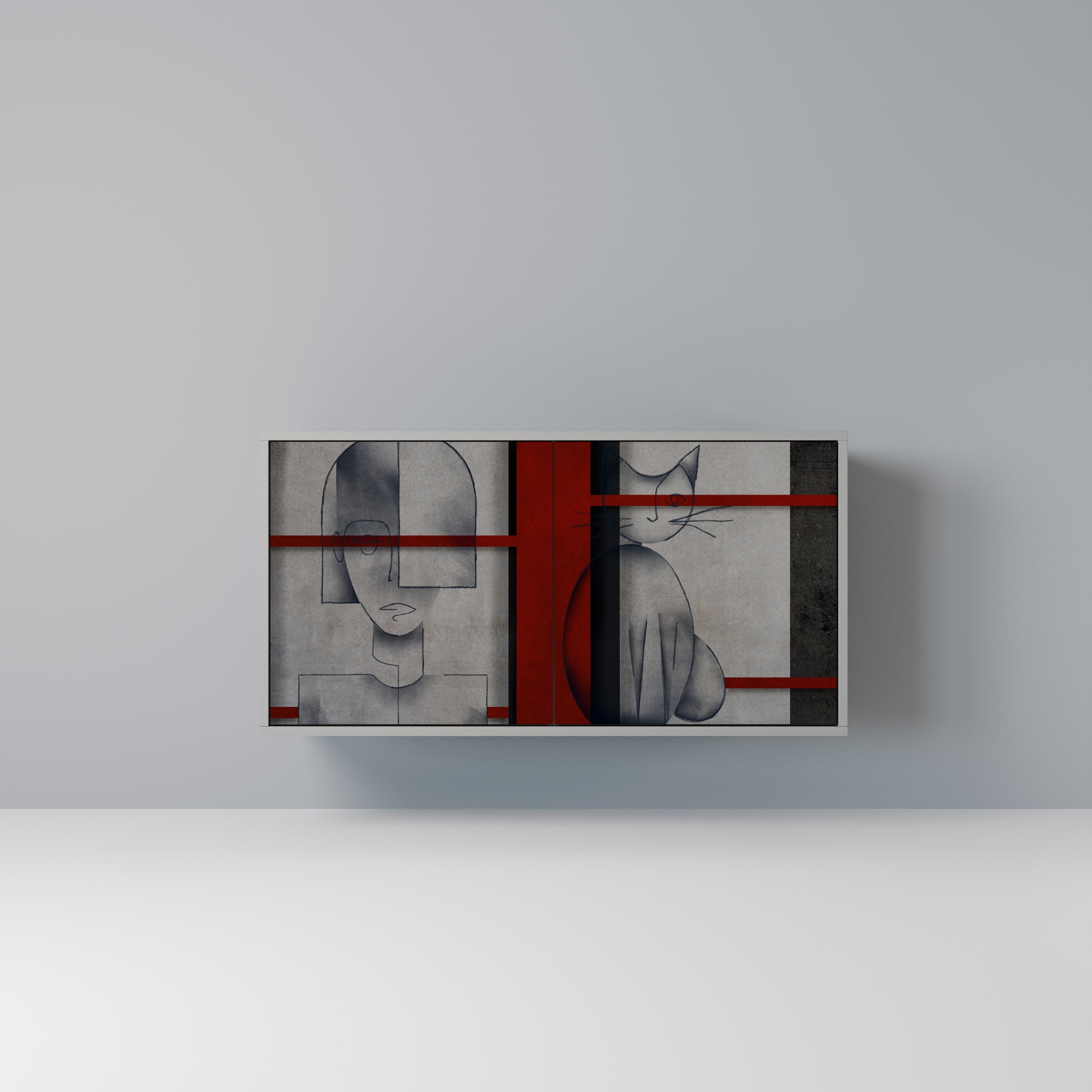 Buffet 2 portes GRAY FIGURES en finition grise