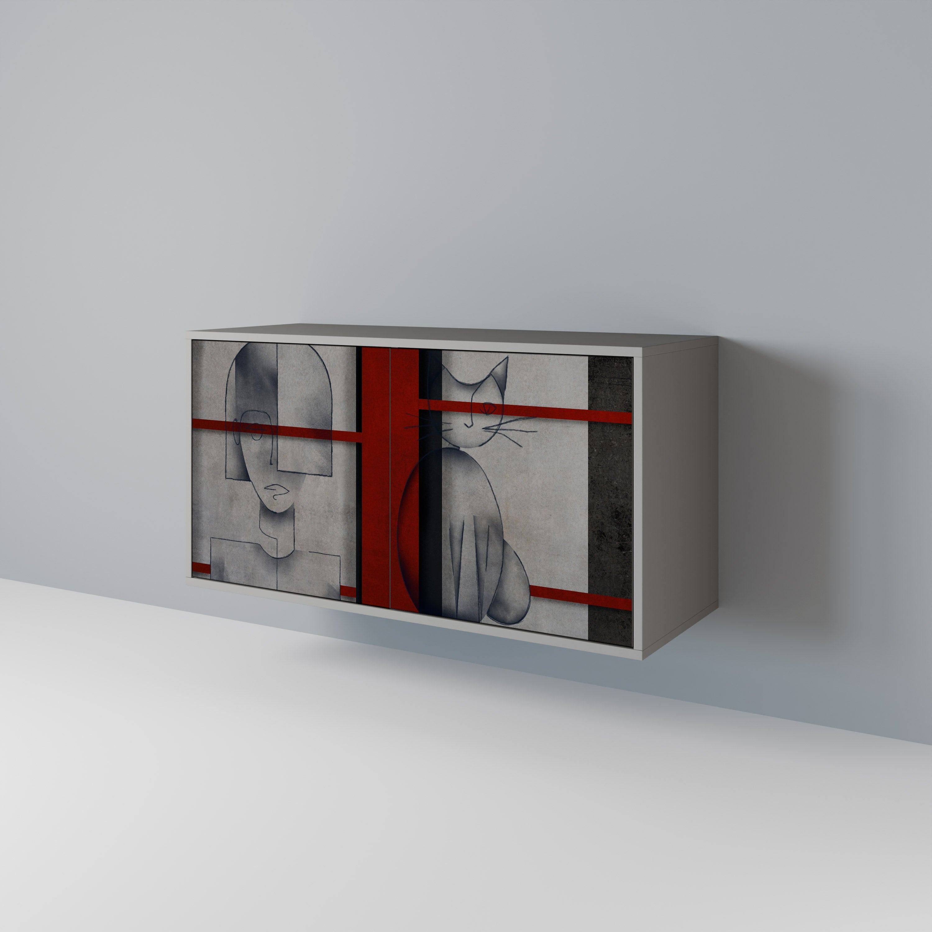 Buffet 2 portes GRAY FIGURES en finition grise