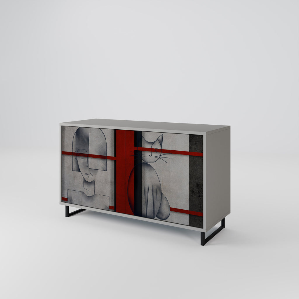 Buffet 2 portes GRAY FIGURES en finition grise