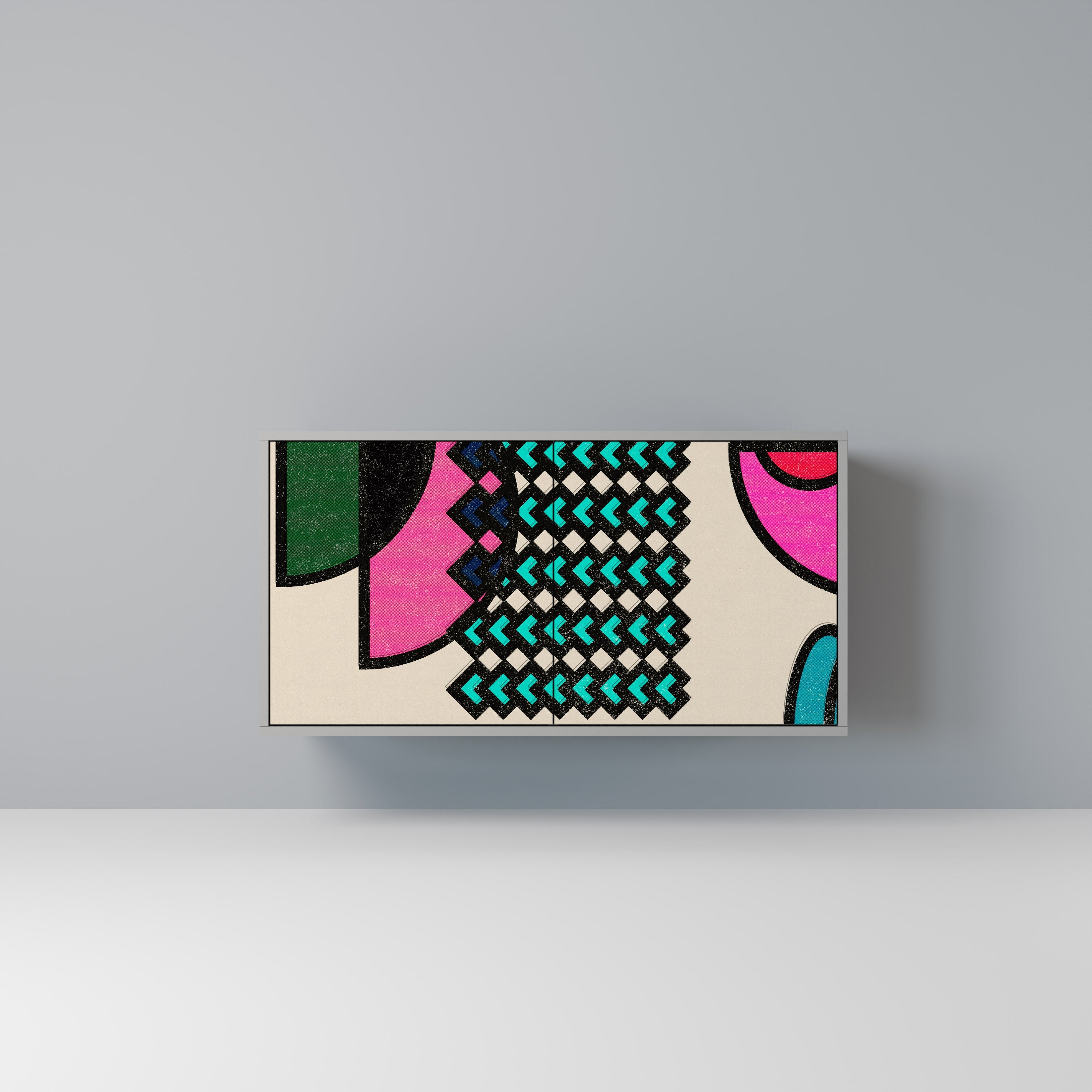 Buffet 2 portes GEOMETRIC RHAPSODY en finition grise