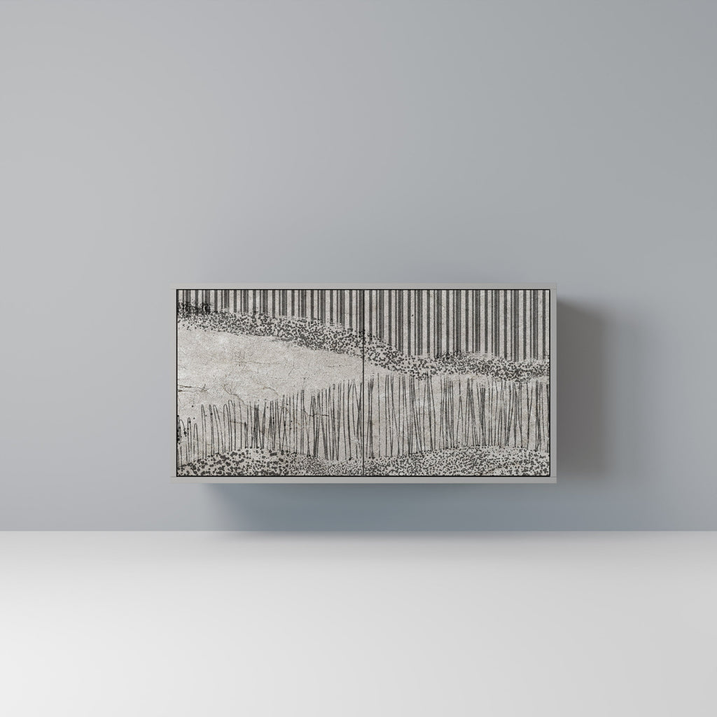 Buffet 2 portes GRAIN LINES finition grise