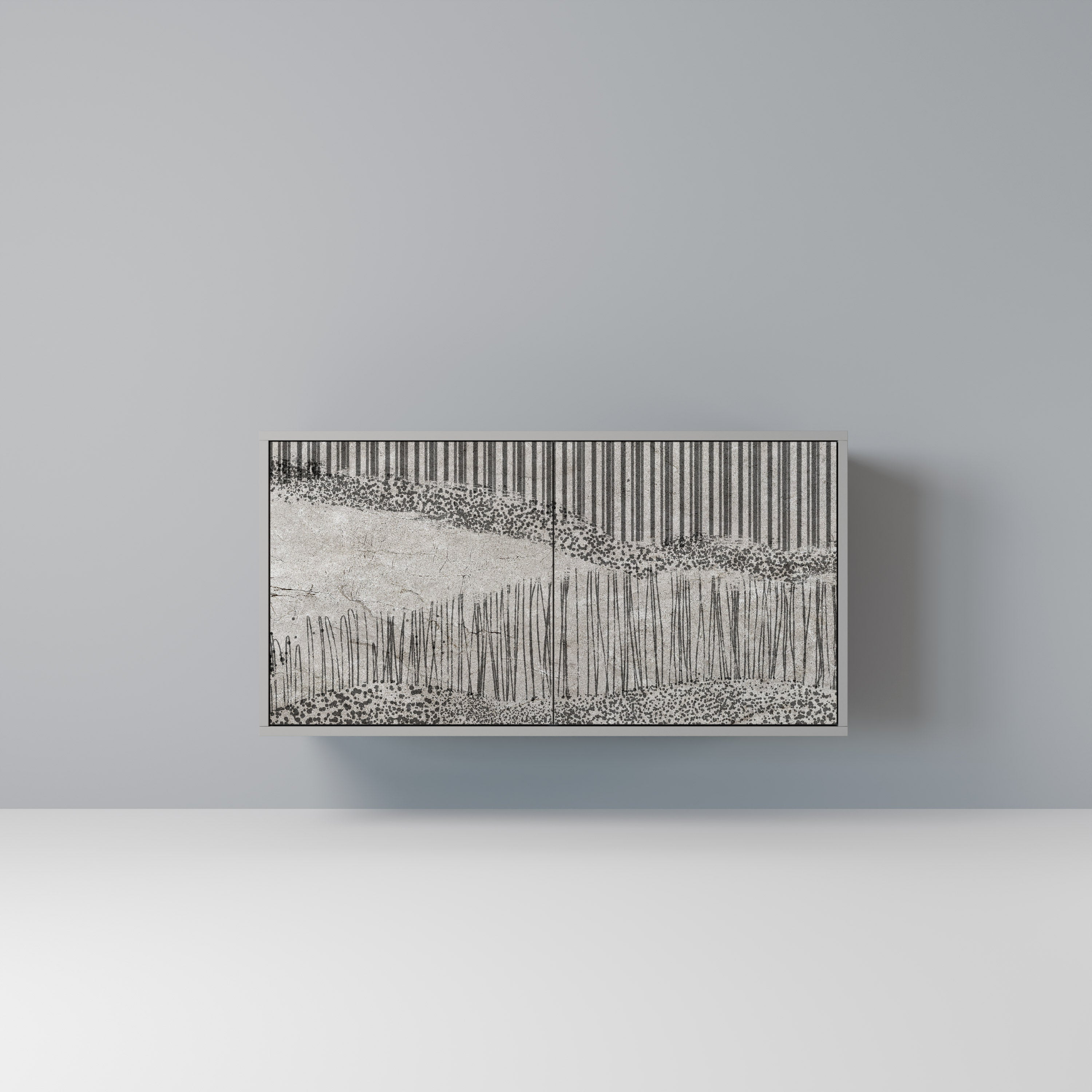 Buffet 2 portes GRAIN LINES finition grise