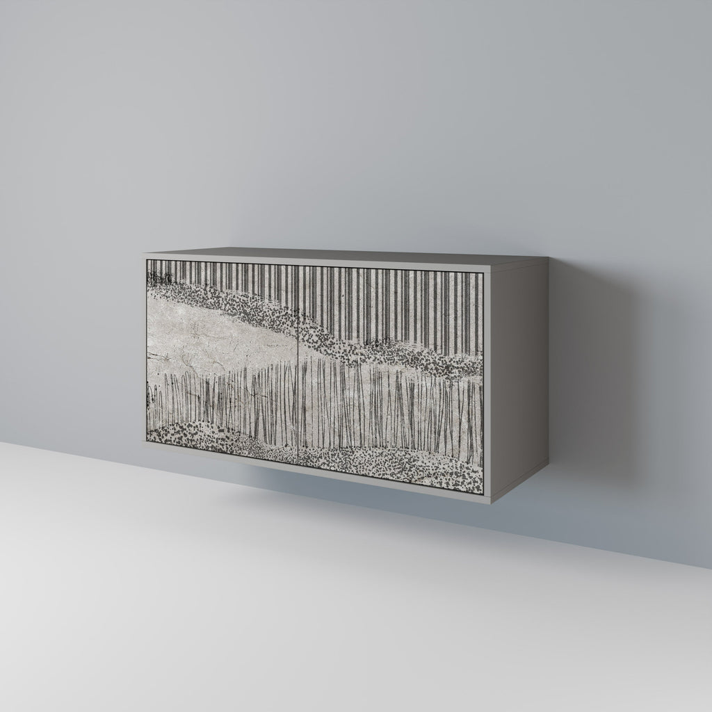 Buffet 2 portes GRAIN LINES finition grise