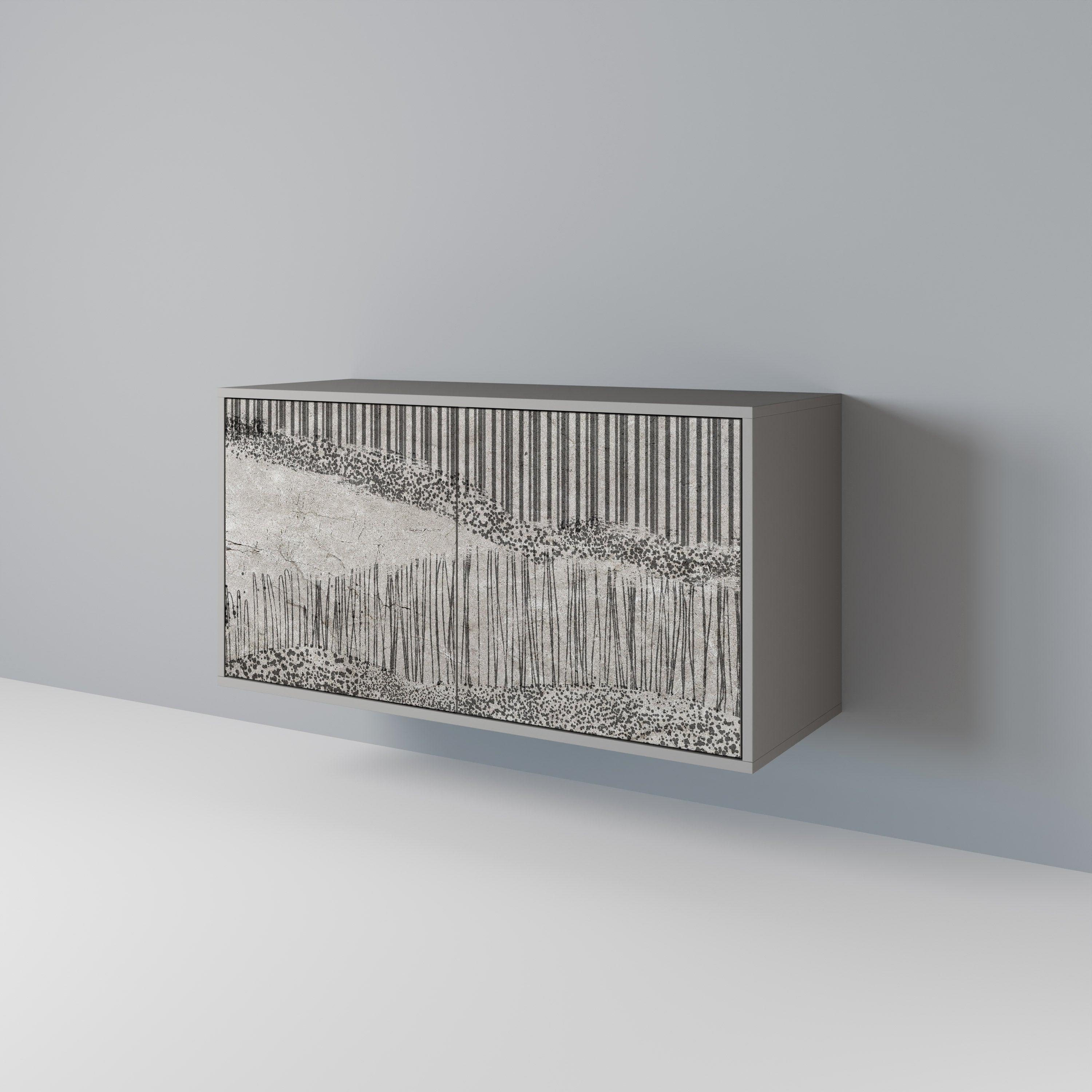 Buffet 2 portes GRAIN LINES finition grise