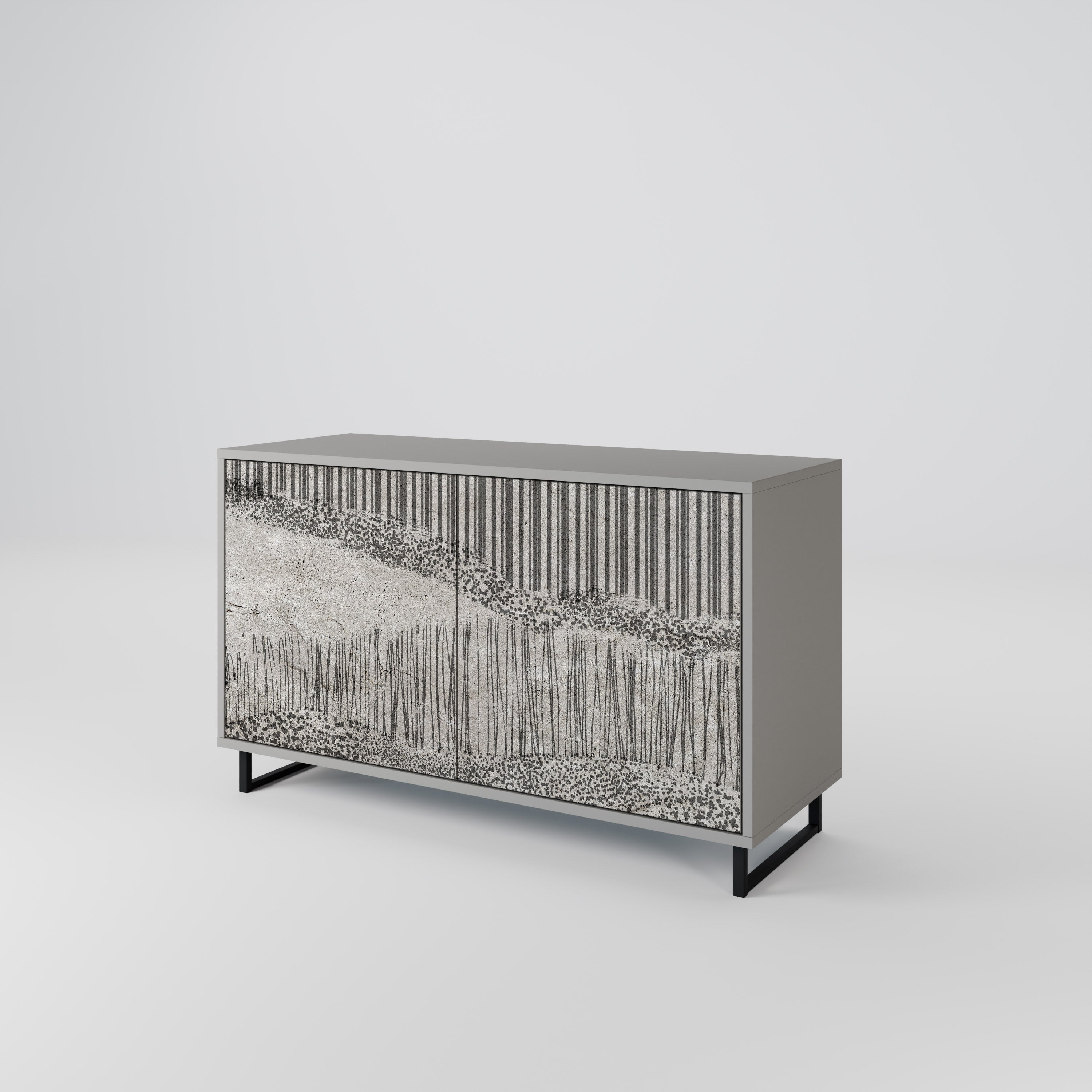 Buffet 2 portes GRAIN LINES finition grise