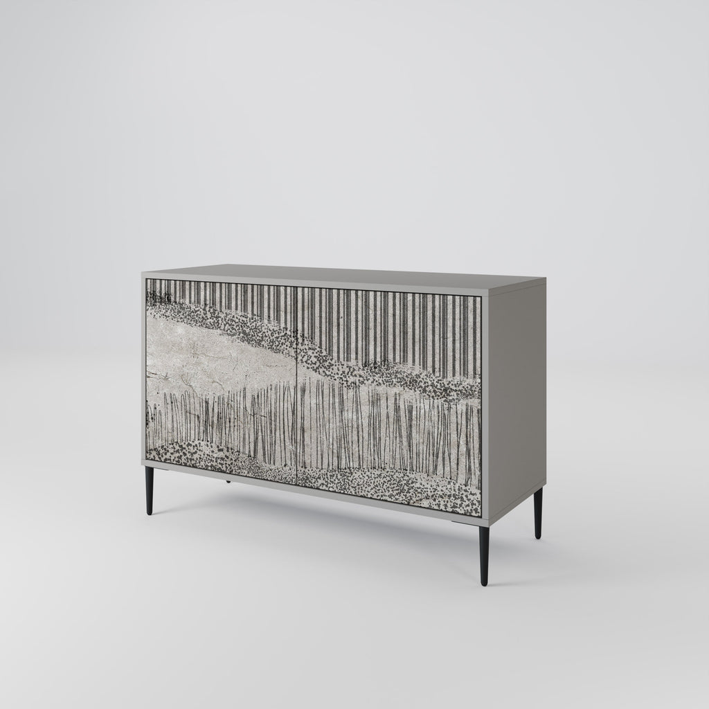 Buffet 2 portes GRAIN LINES finition grise