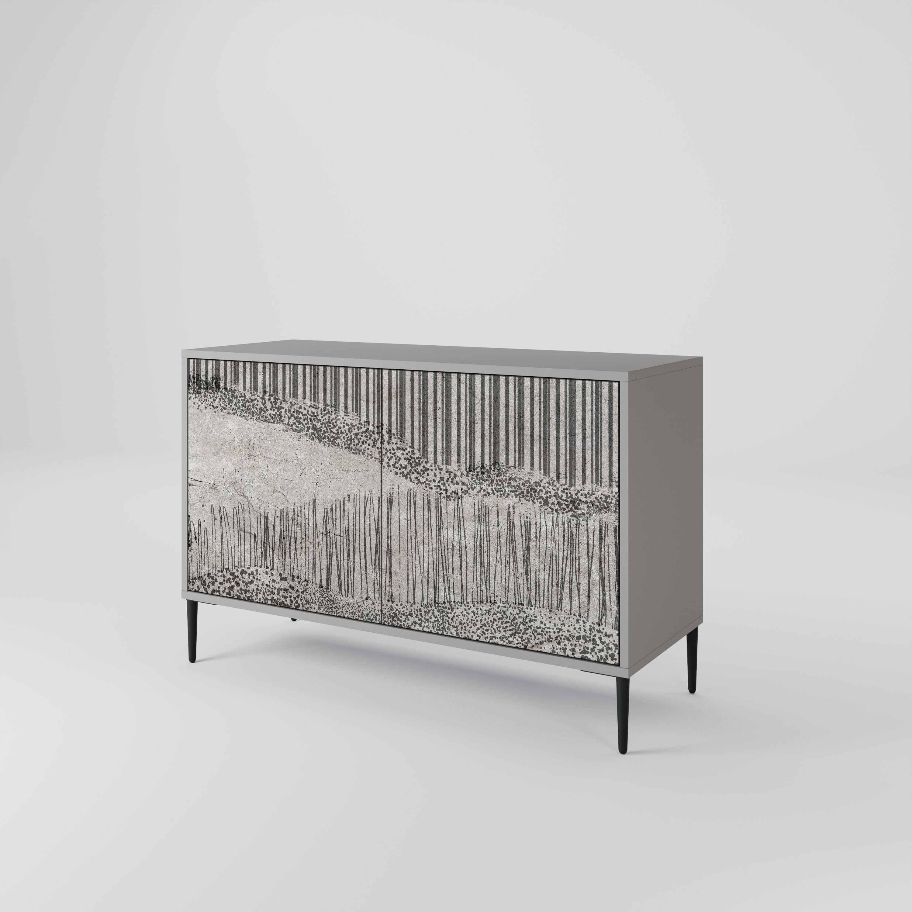 Buffet 2 portes GRAIN LINES finition grise