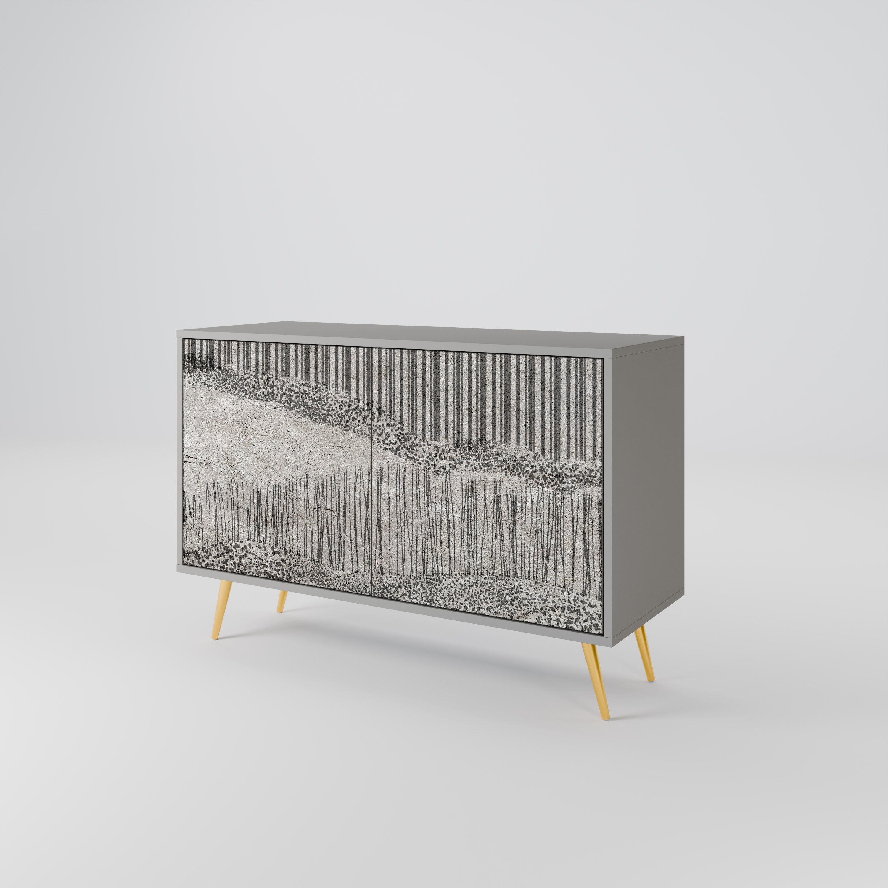 Buffet 2 portes GRAIN LINES finition grise