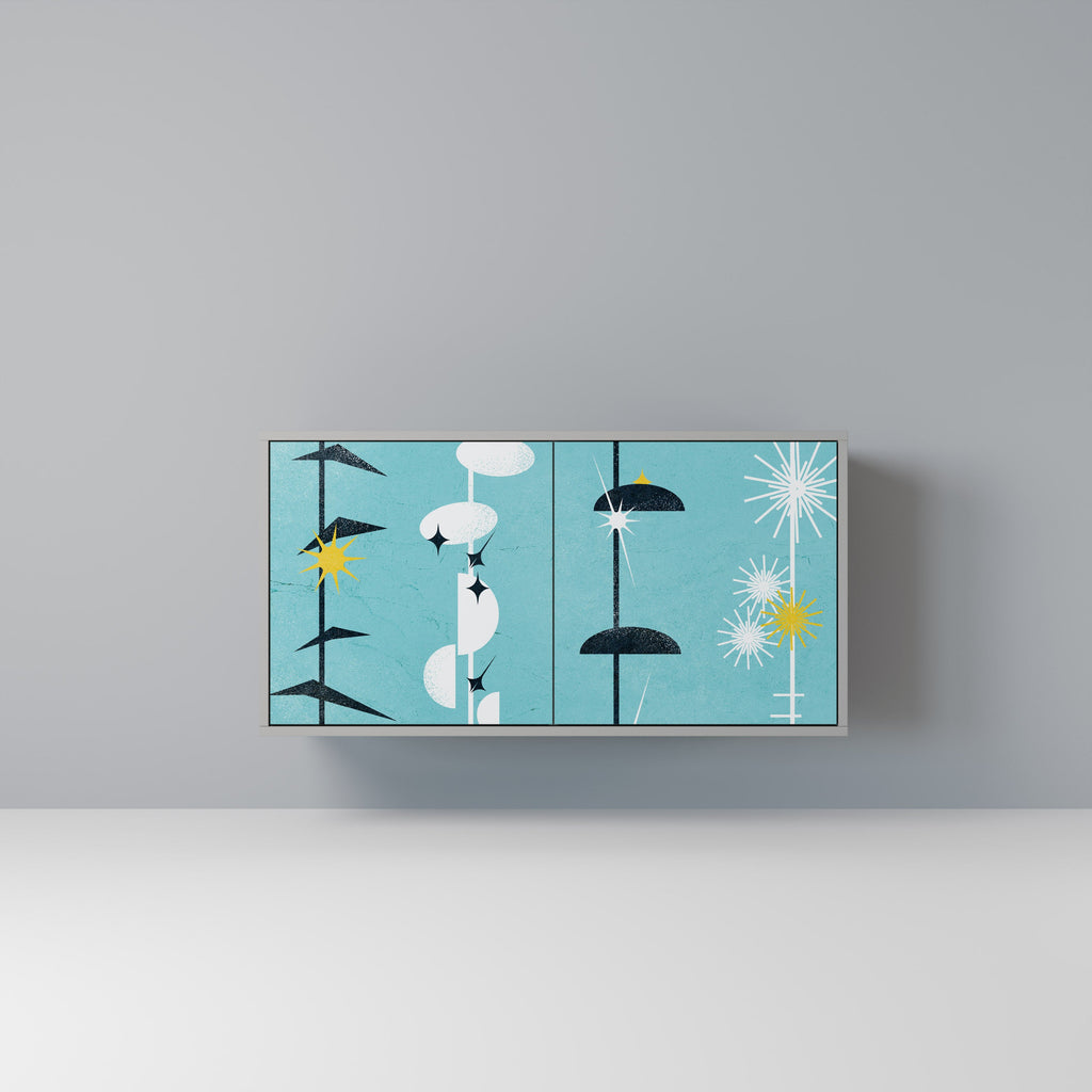 Buffet 2 portes PATHS TO HAPPINESS, finition grise