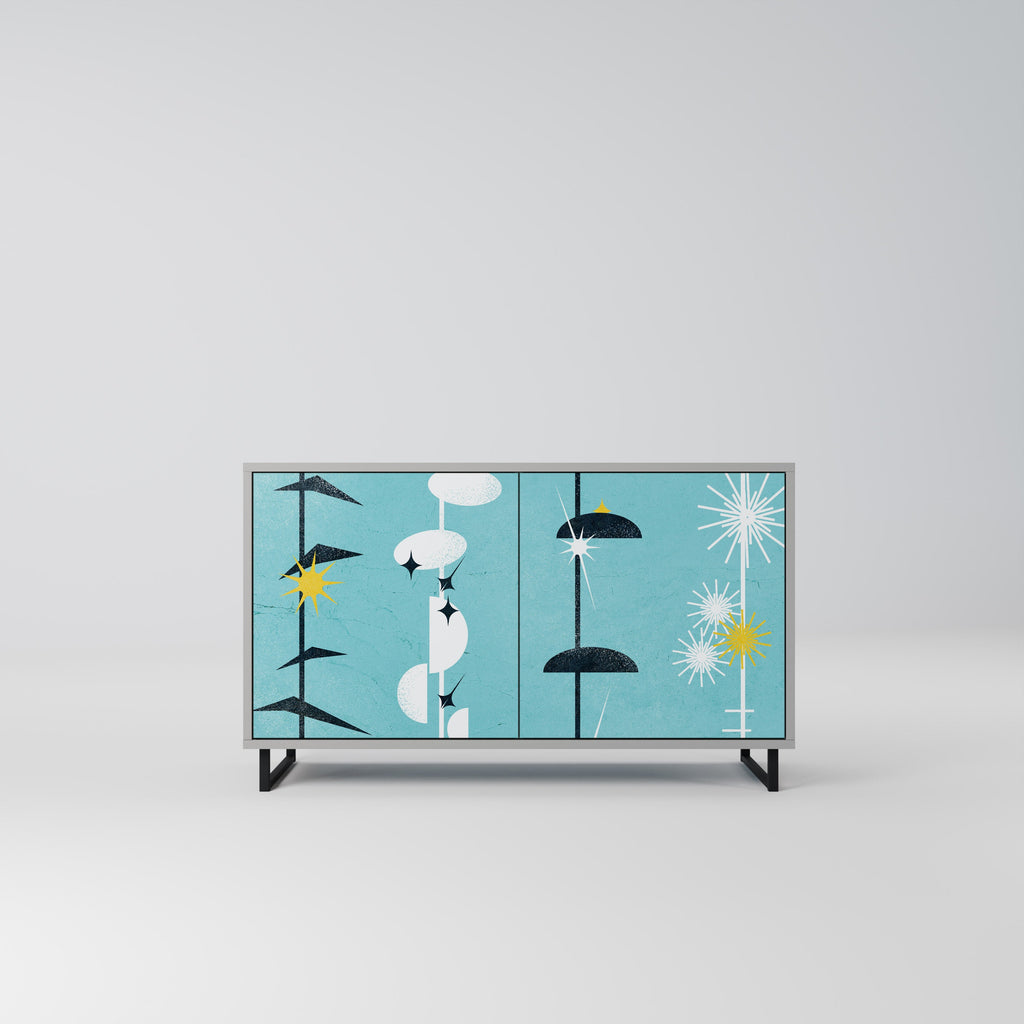 Buffet 2 portes PATHS TO HAPPINESS, finition grise