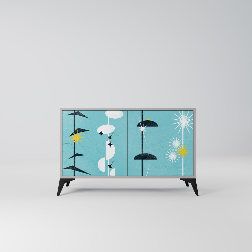 Buffet 2 portes PATHS TO HAPPINESS, finition grise