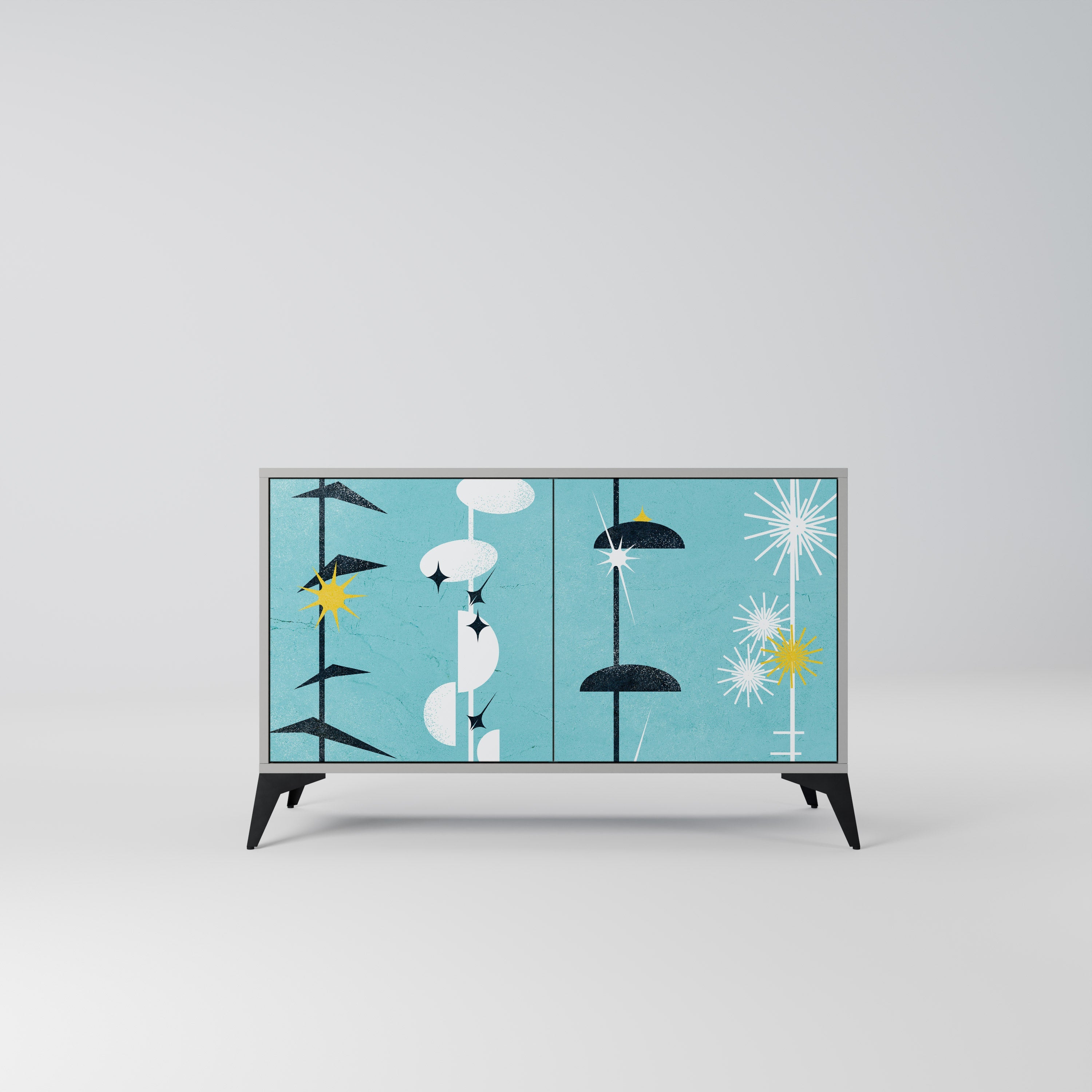 Buffet 2 portes PATHS TO HAPPINESS, finition grise