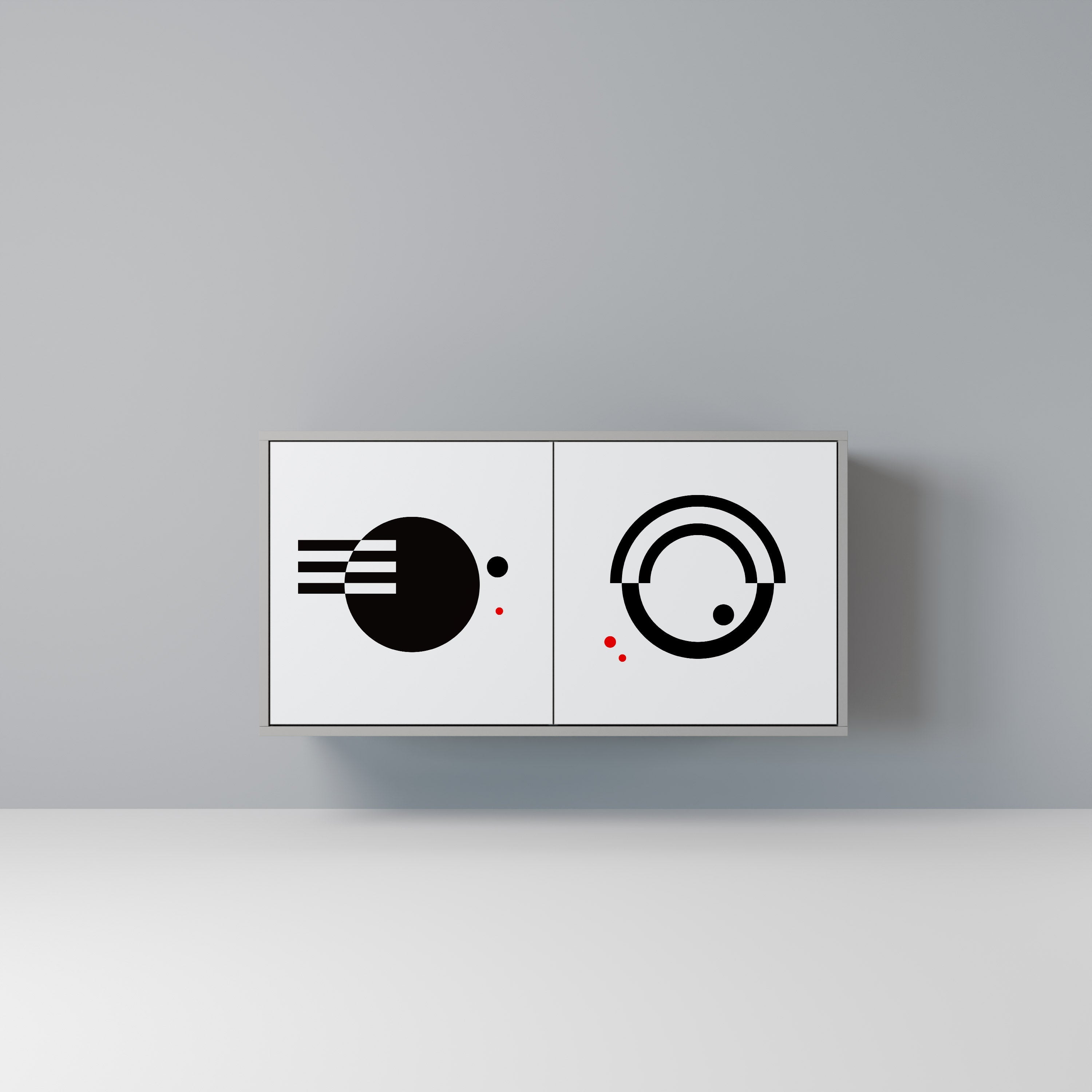 Buffet 2 portes noir et blanc en finition grise