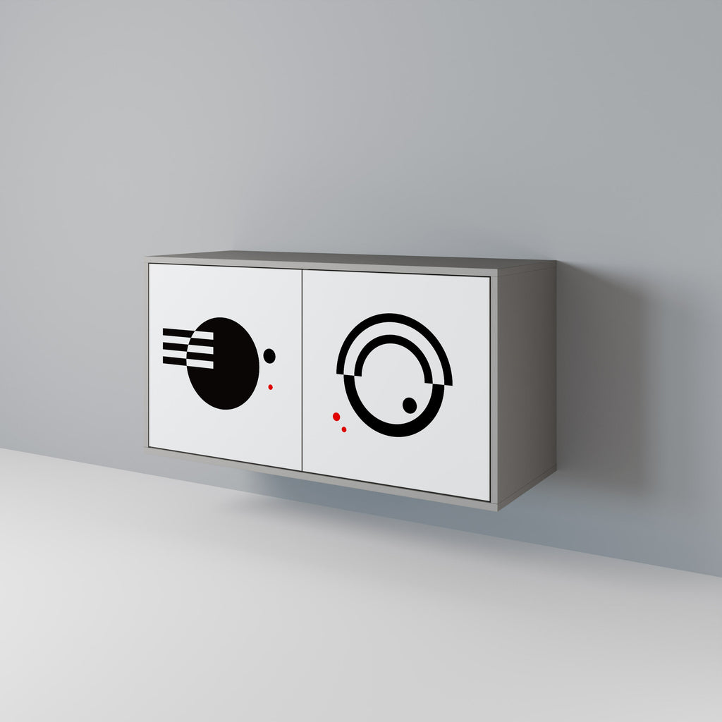 Buffet 2 portes noir et blanc en finition grise