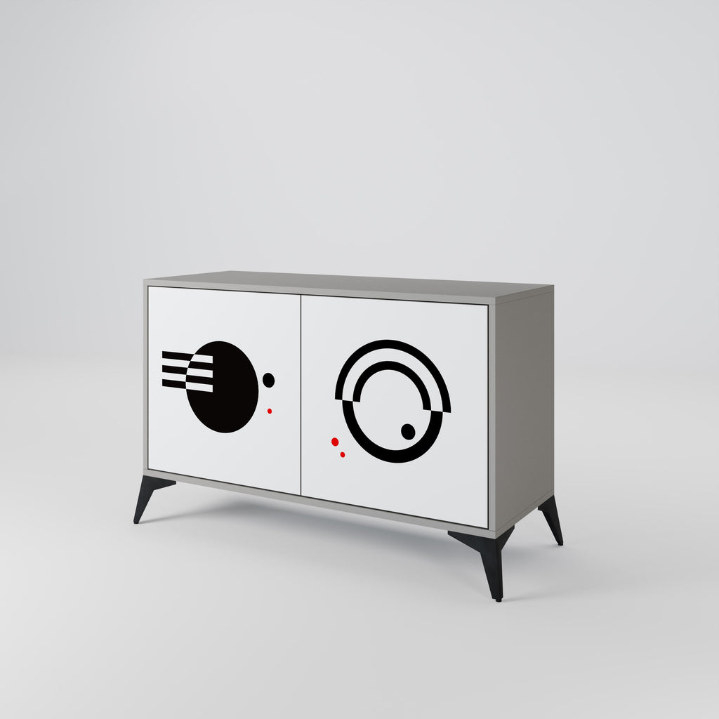 Buffet 2 portes noir et blanc en finition grise