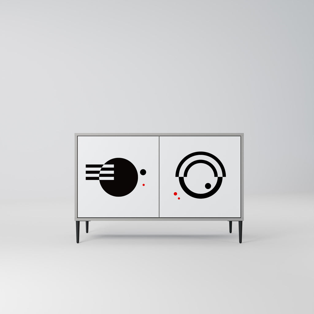 Buffet 2 portes noir et blanc en finition grise