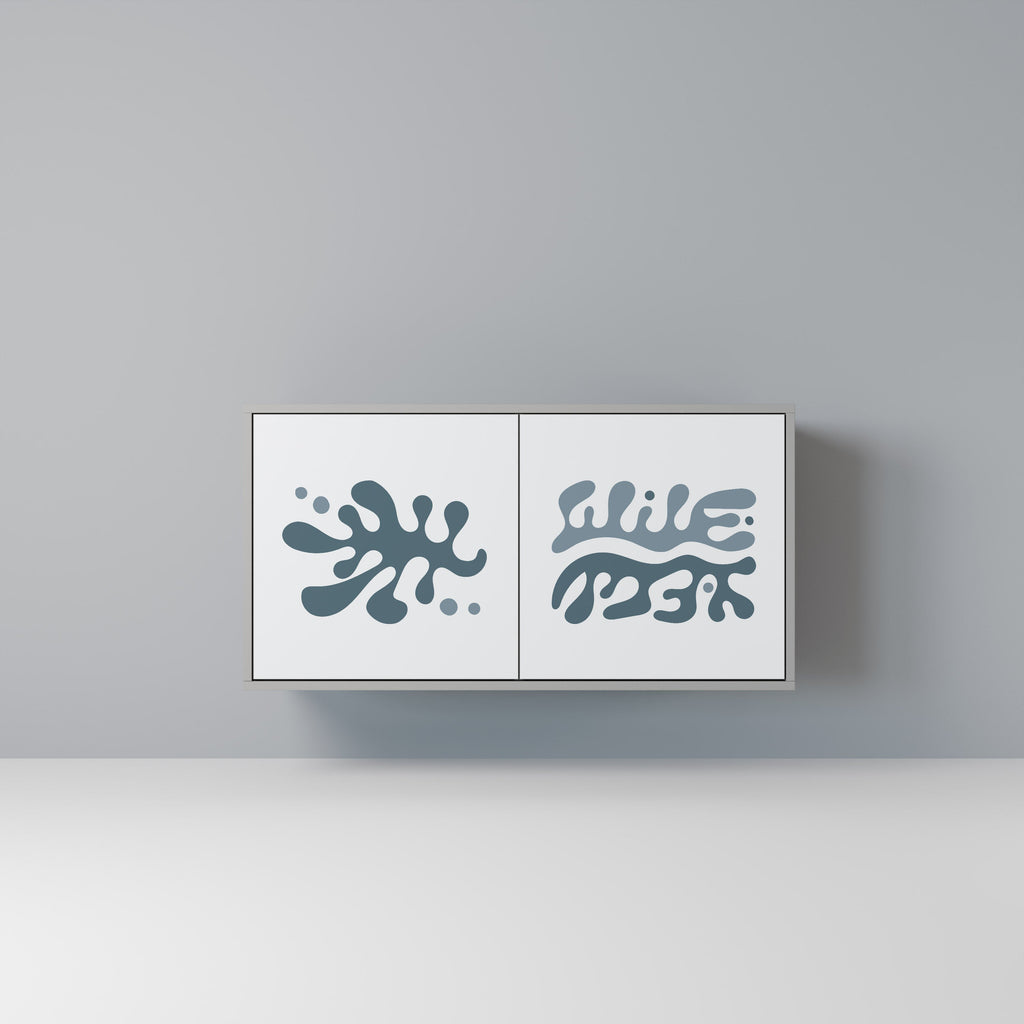 Buffet 2 portes WONDERLAND VEGETATION en finition grise