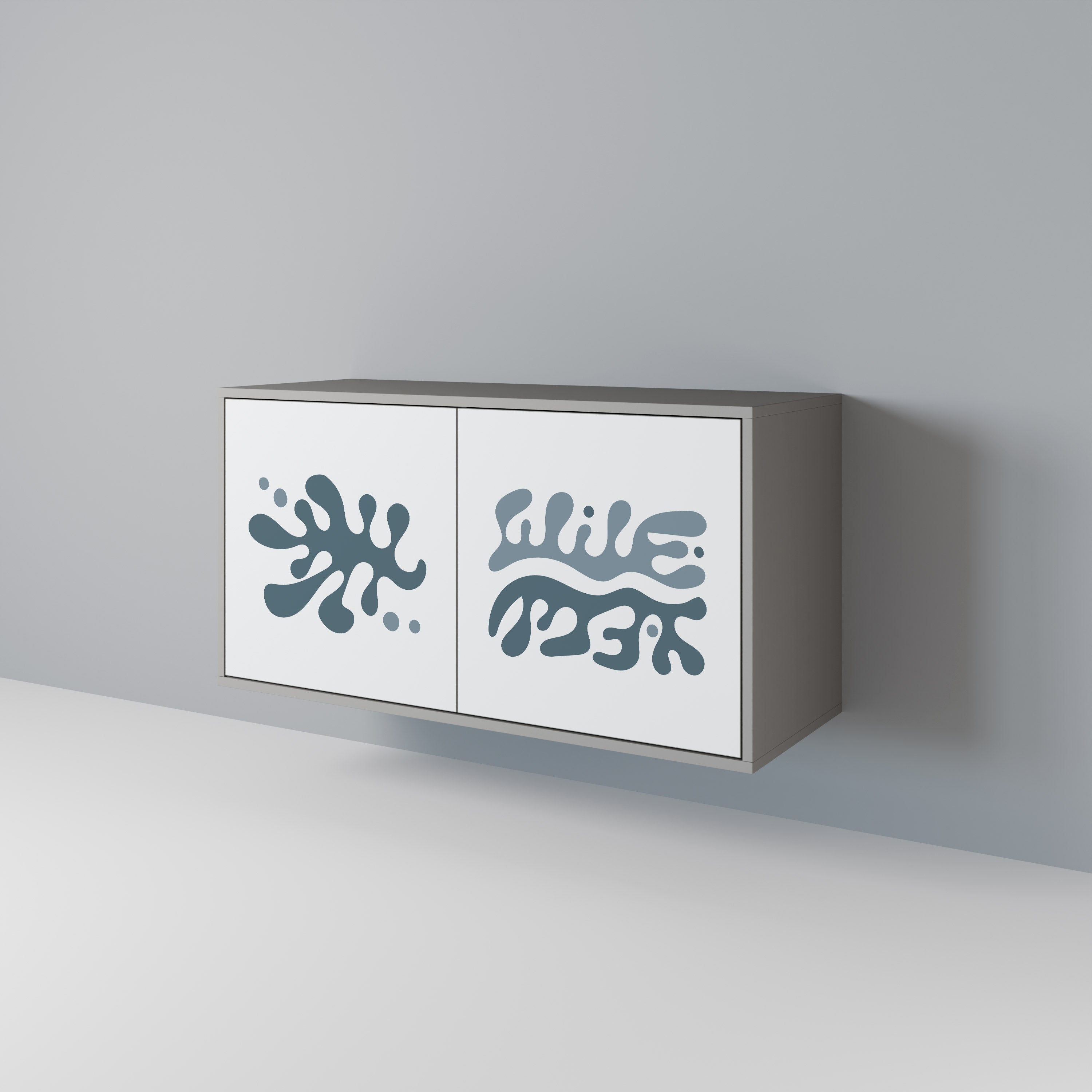 Buffet 2 portes WONDERLAND VEGETATION en finition grise