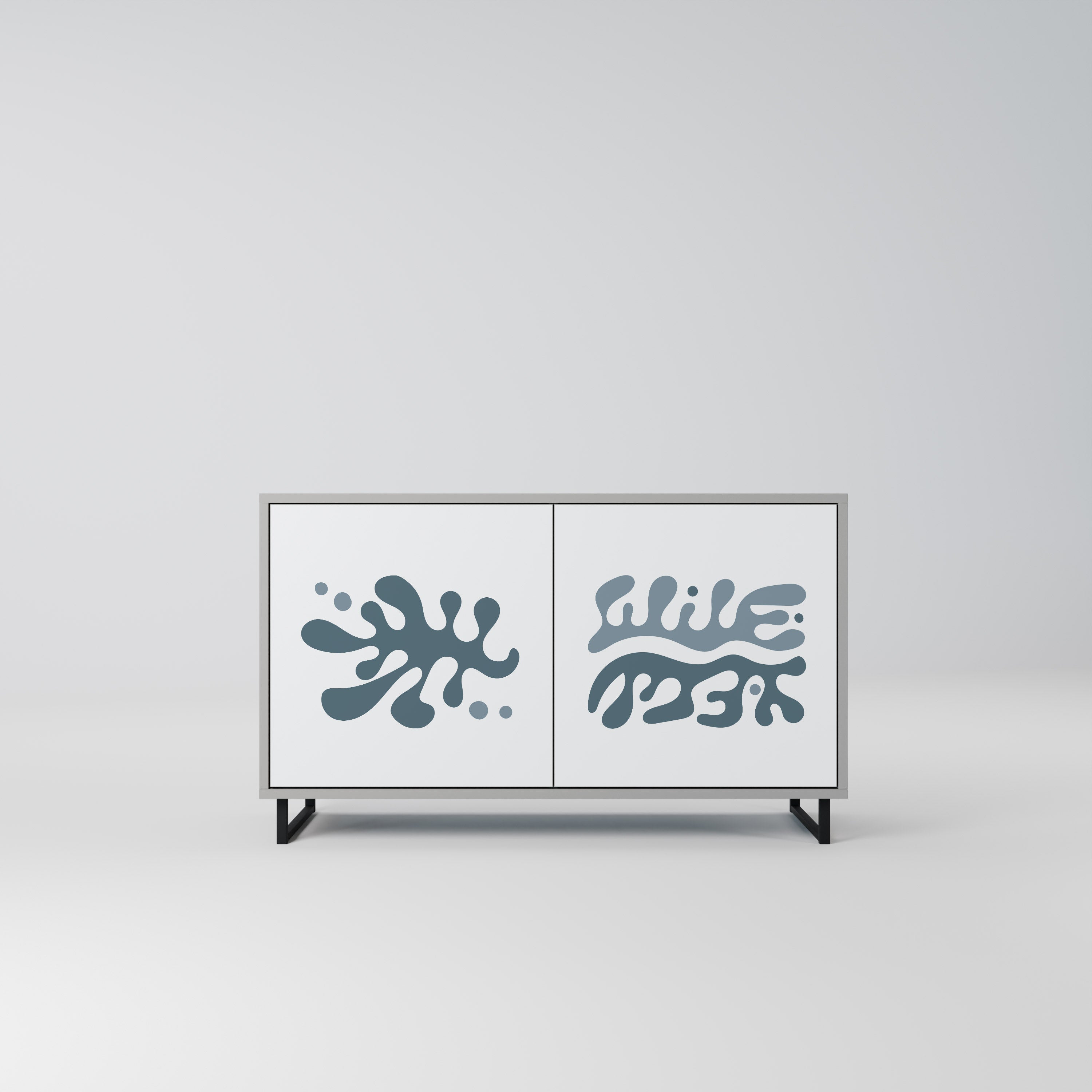 Buffet 2 portes WONDERLAND VEGETATION en finition grise