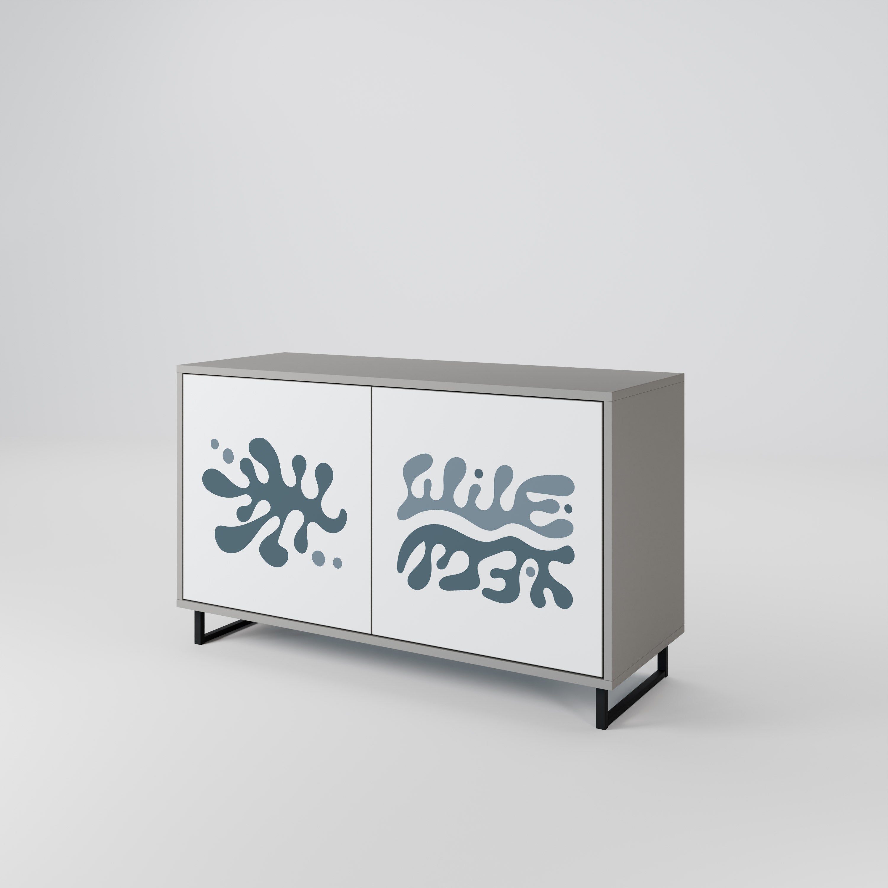 Buffet 2 portes WONDERLAND VEGETATION en finition grise