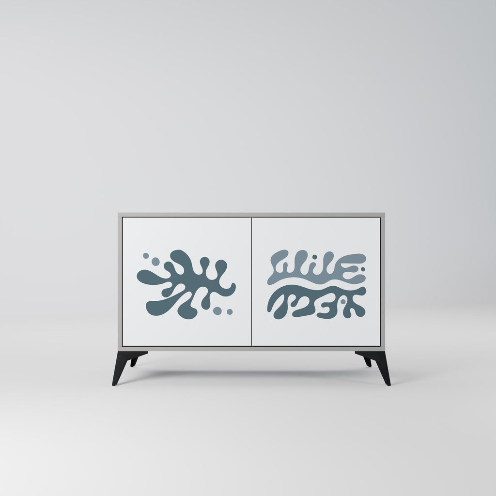 Buffet 2 portes WONDERLAND VEGETATION en finition grise