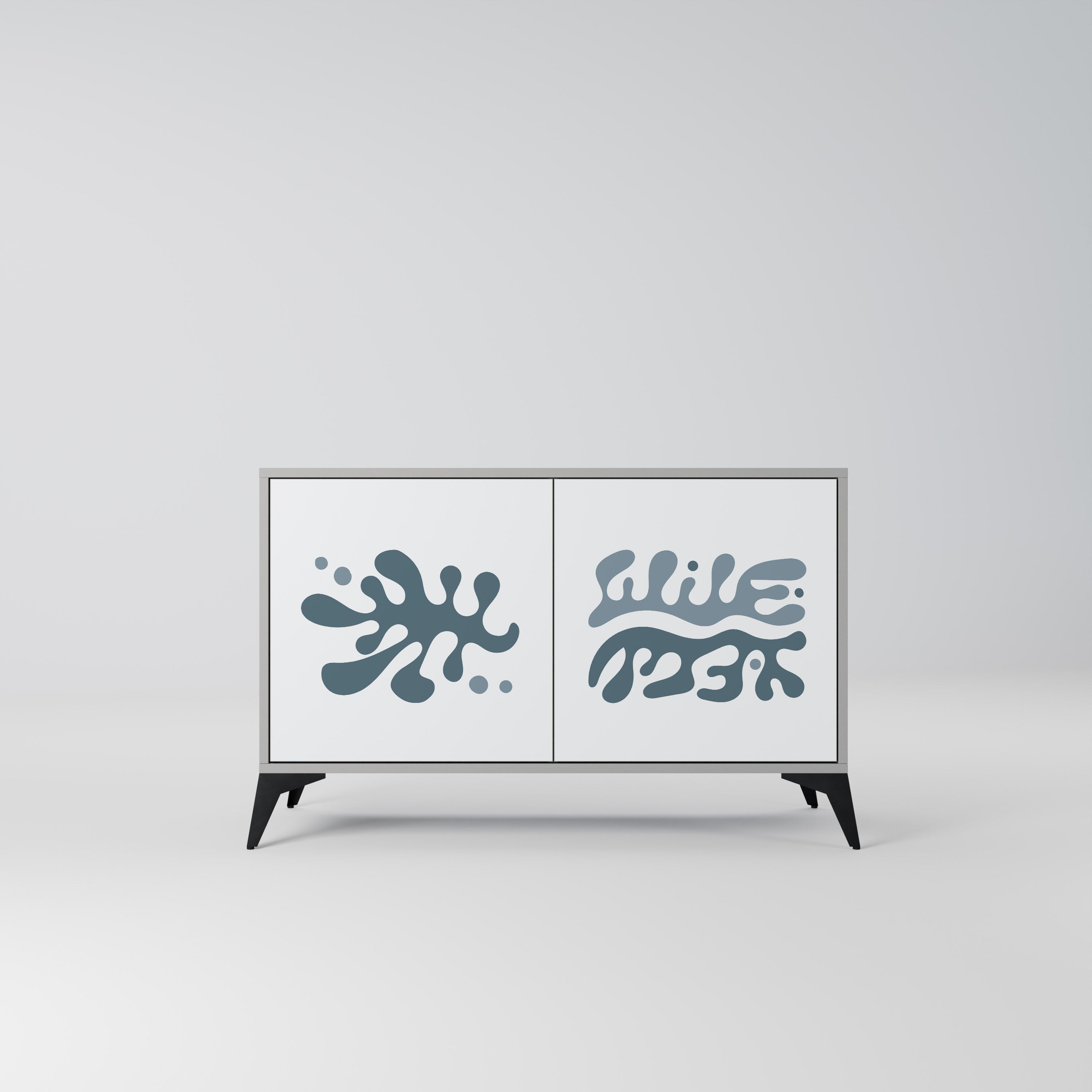 Buffet 2 portes WONDERLAND VEGETATION en finition grise