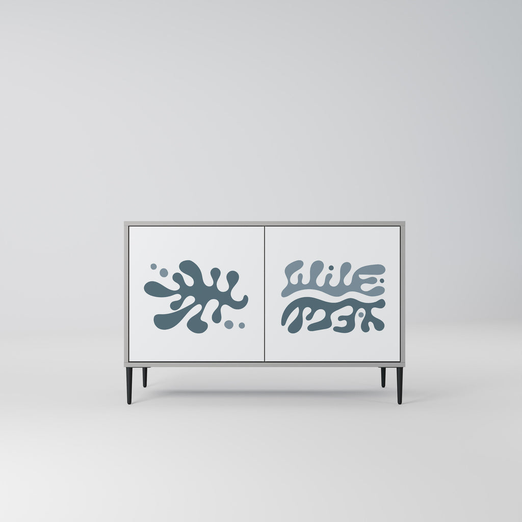 Buffet 2 portes WONDERLAND VEGETATION en finition grise