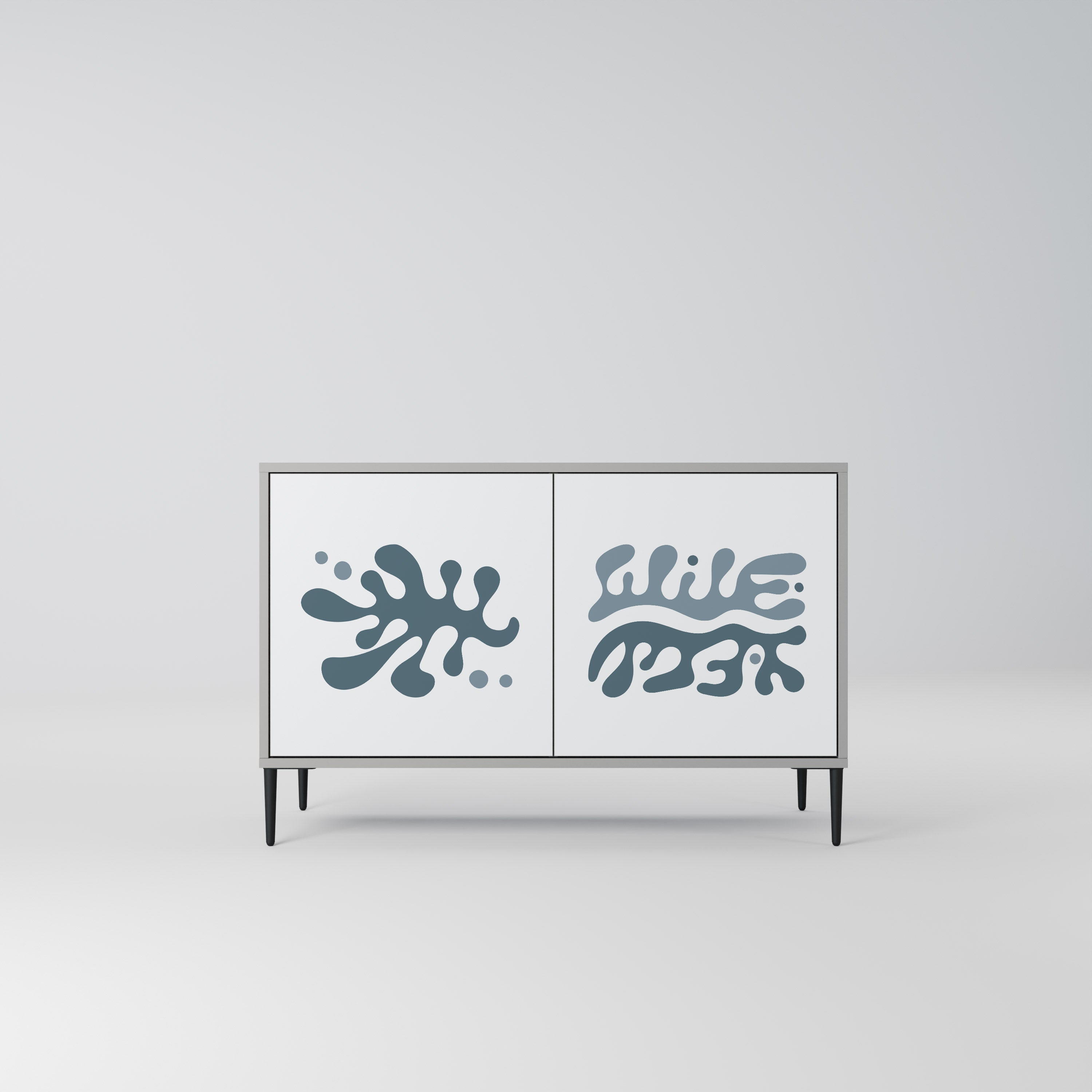 Buffet 2 portes WONDERLAND VEGETATION en finition grise