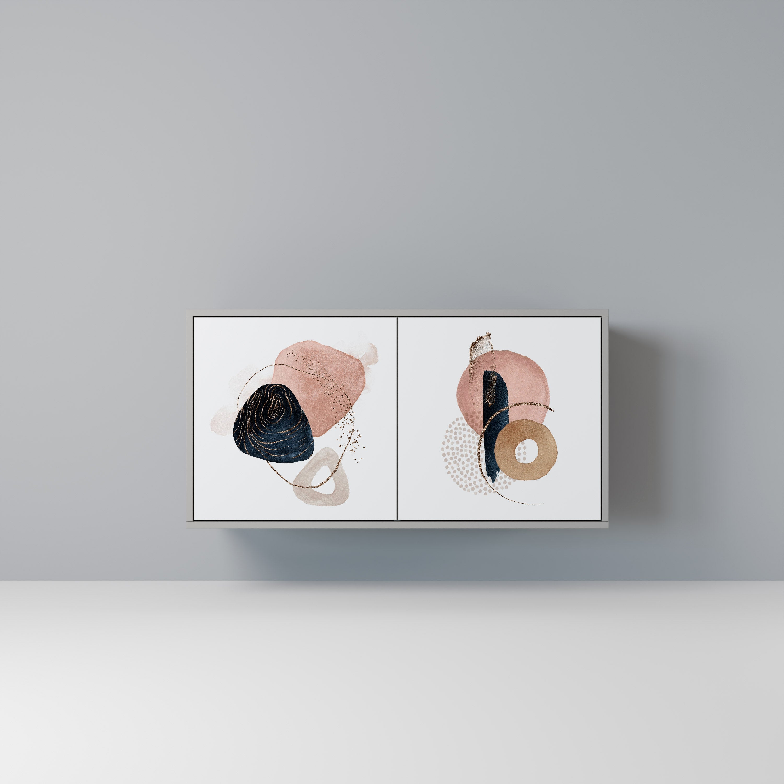 Buffet 2 portes COLORFUL SHAPES en finition grise