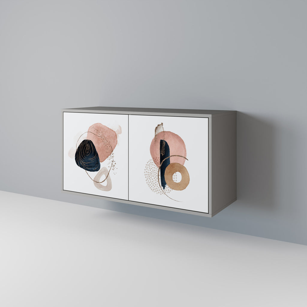 Buffet 2 portes COLORFUL SHAPES en finition grise