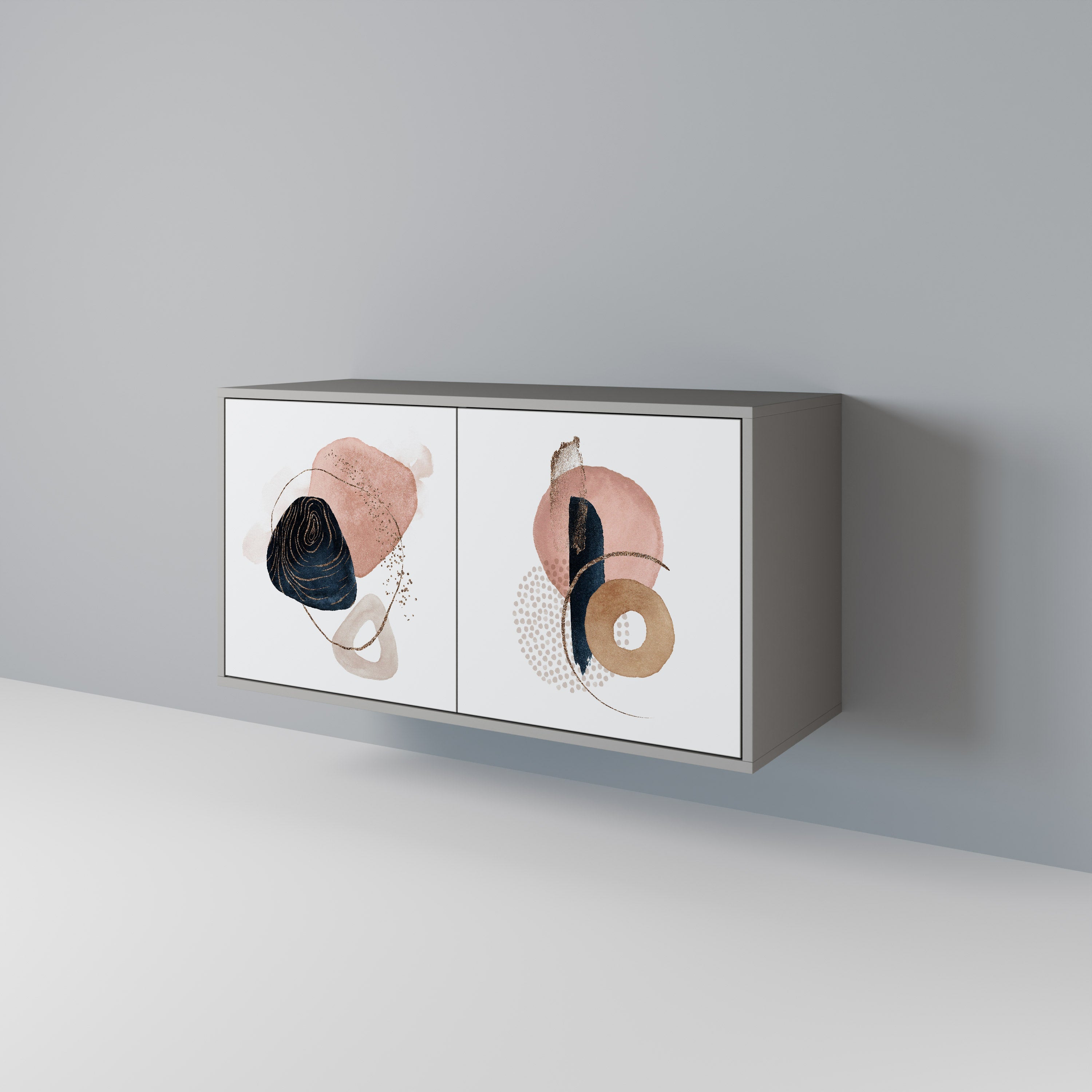 Buffet 2 portes COLORFUL SHAPES en finition grise