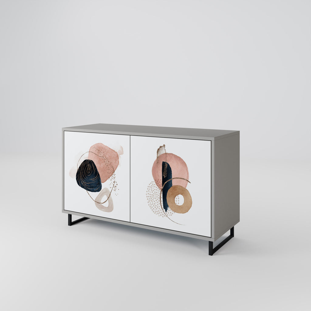 Buffet 2 portes COLORFUL SHAPES en finition grise