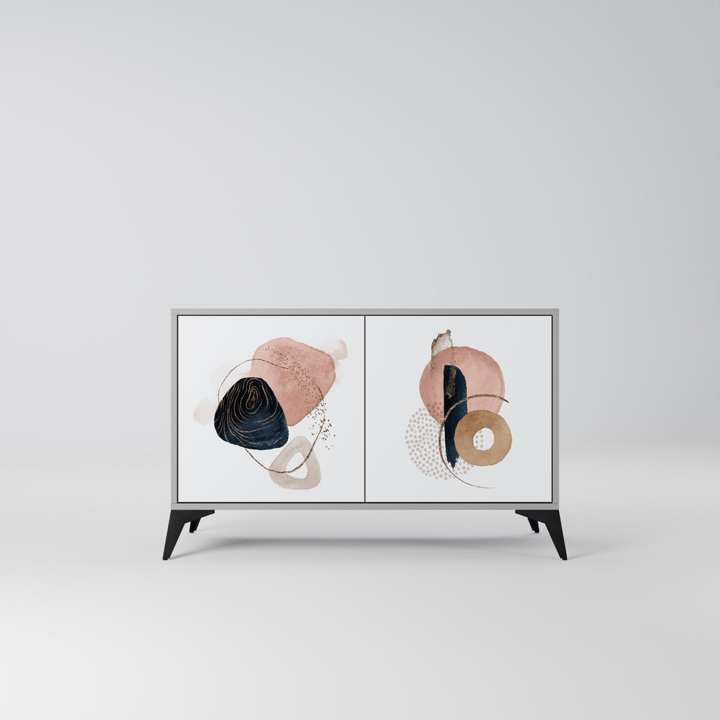 Buffet 2 portes COLORFUL SHAPES en finition grise