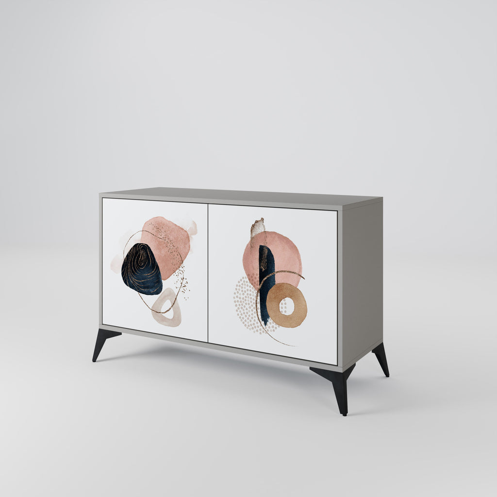 Buffet 2 portes COLORFUL SHAPES en finition grise