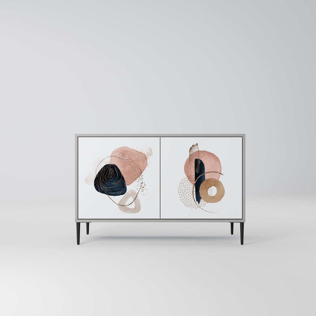 Buffet 2 portes COLORFUL SHAPES en finition grise