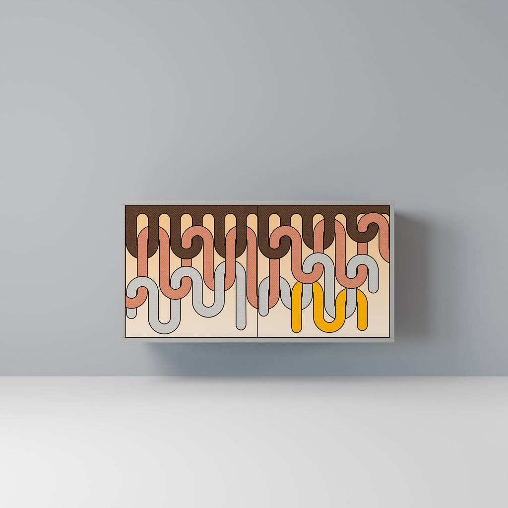 Buffet 2 portes COLORFUL STRINGS en finition grise