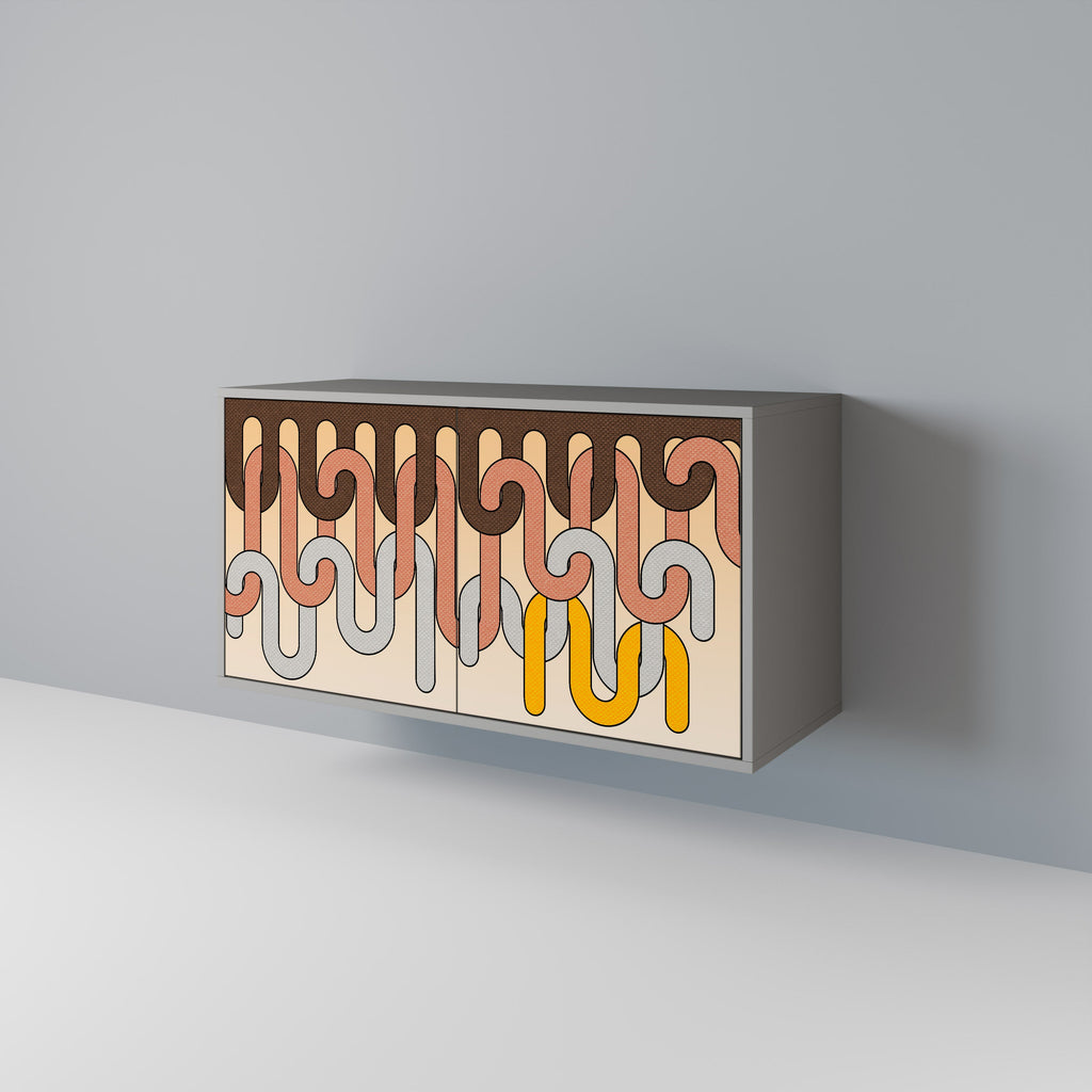 Buffet 2 portes COLORFUL STRINGS en finition grise