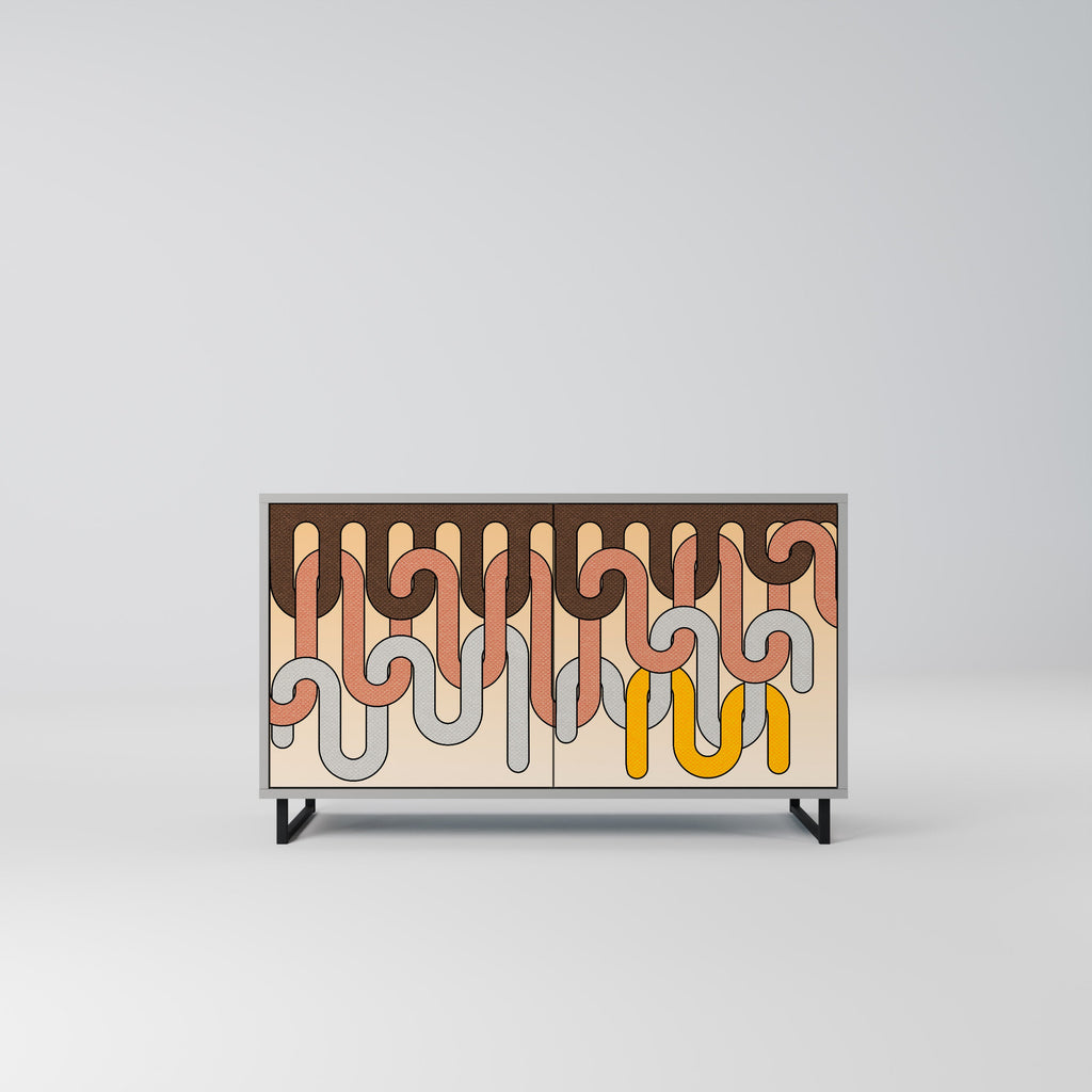 Buffet 2 portes COLORFUL STRINGS en finition grise